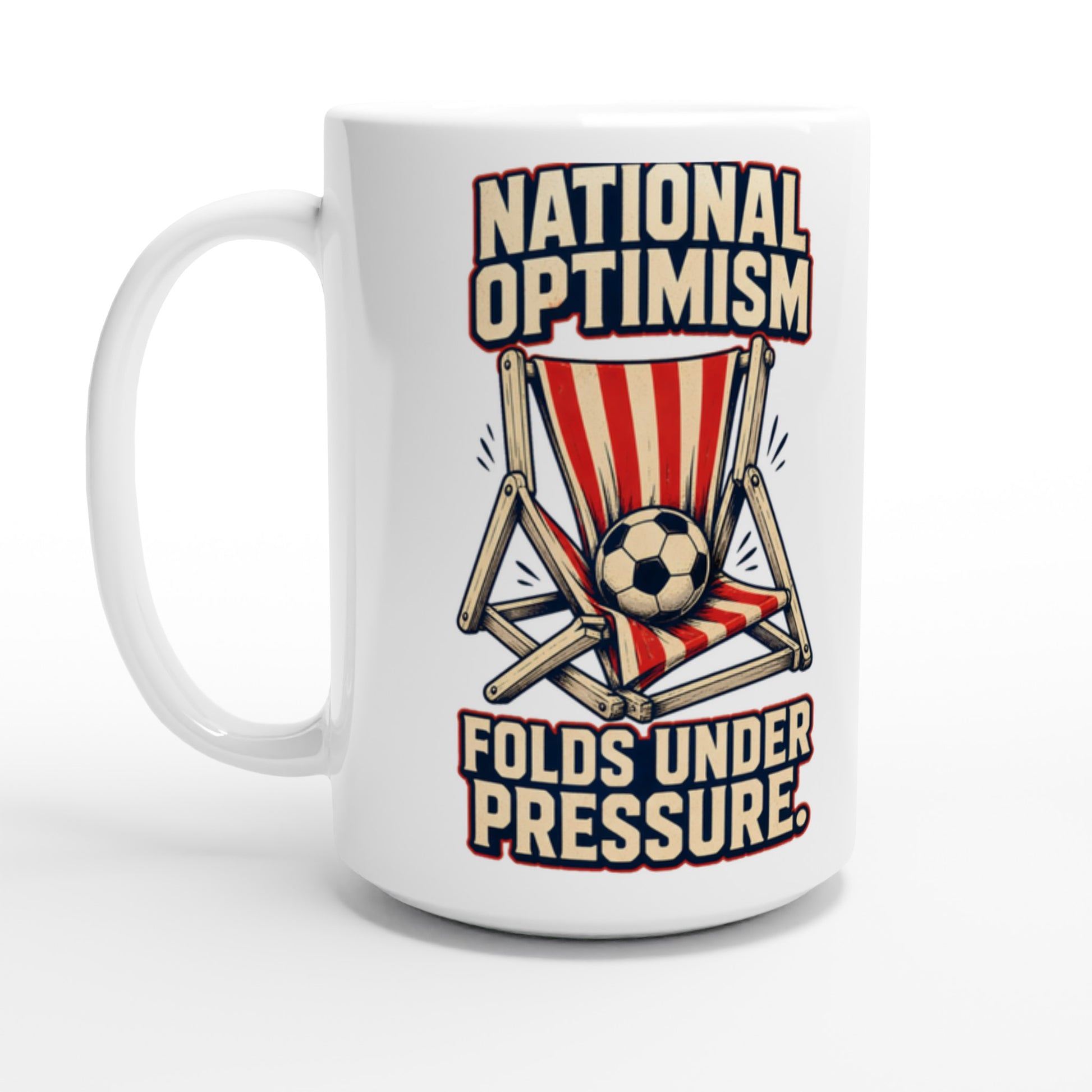 National Optimism Folds Under Pressure Football Large Mug — product view 1