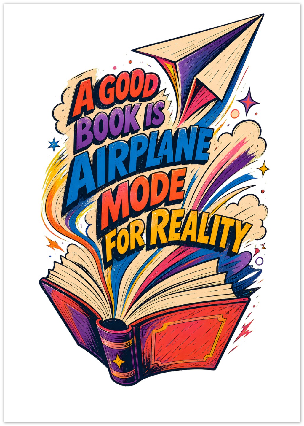 A Good Book Is Airplane Mode for Reality Greeting Card Pack — product view 1