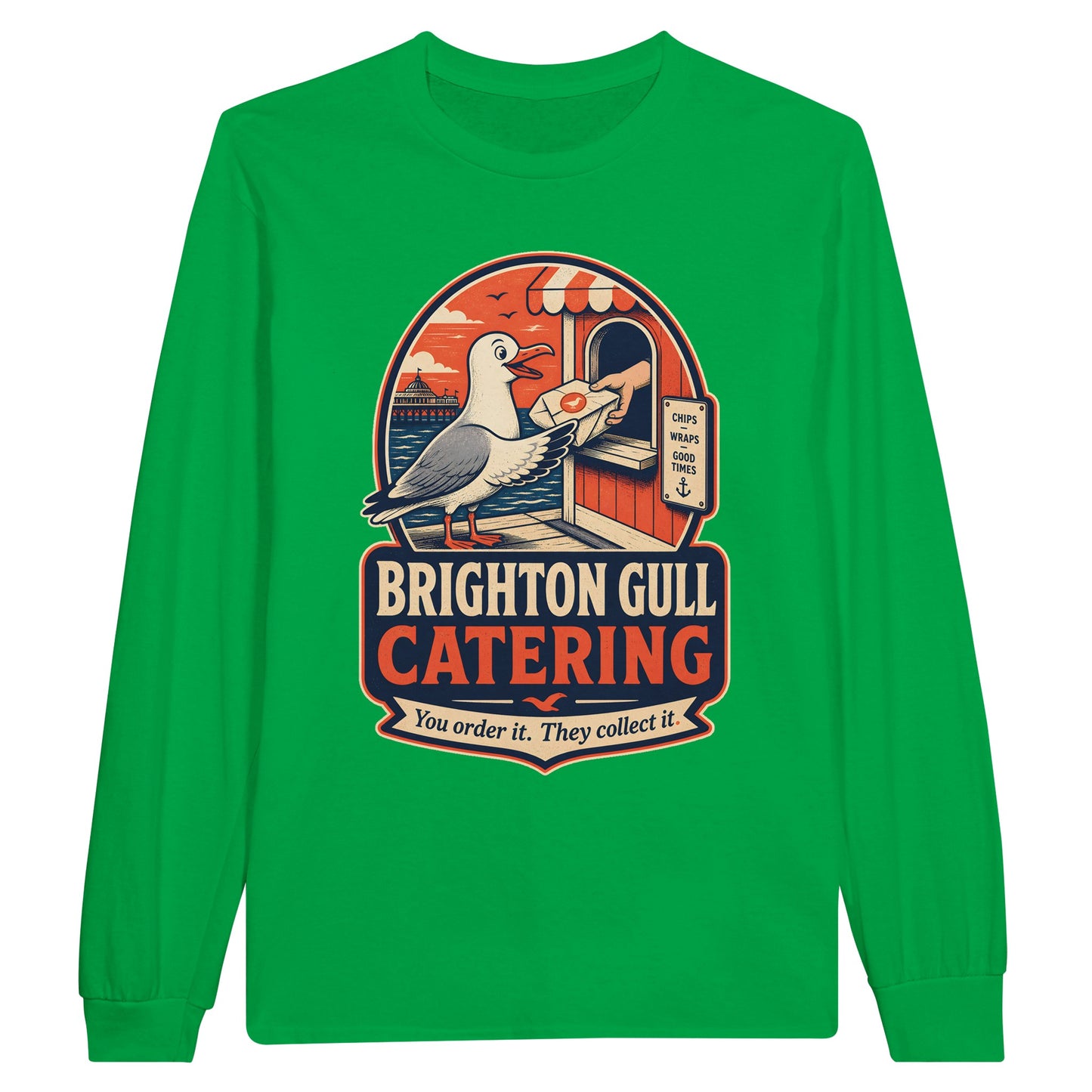 Brighton Gull Catering — Illustrated Long-Sleeve T-shirt — product view 12