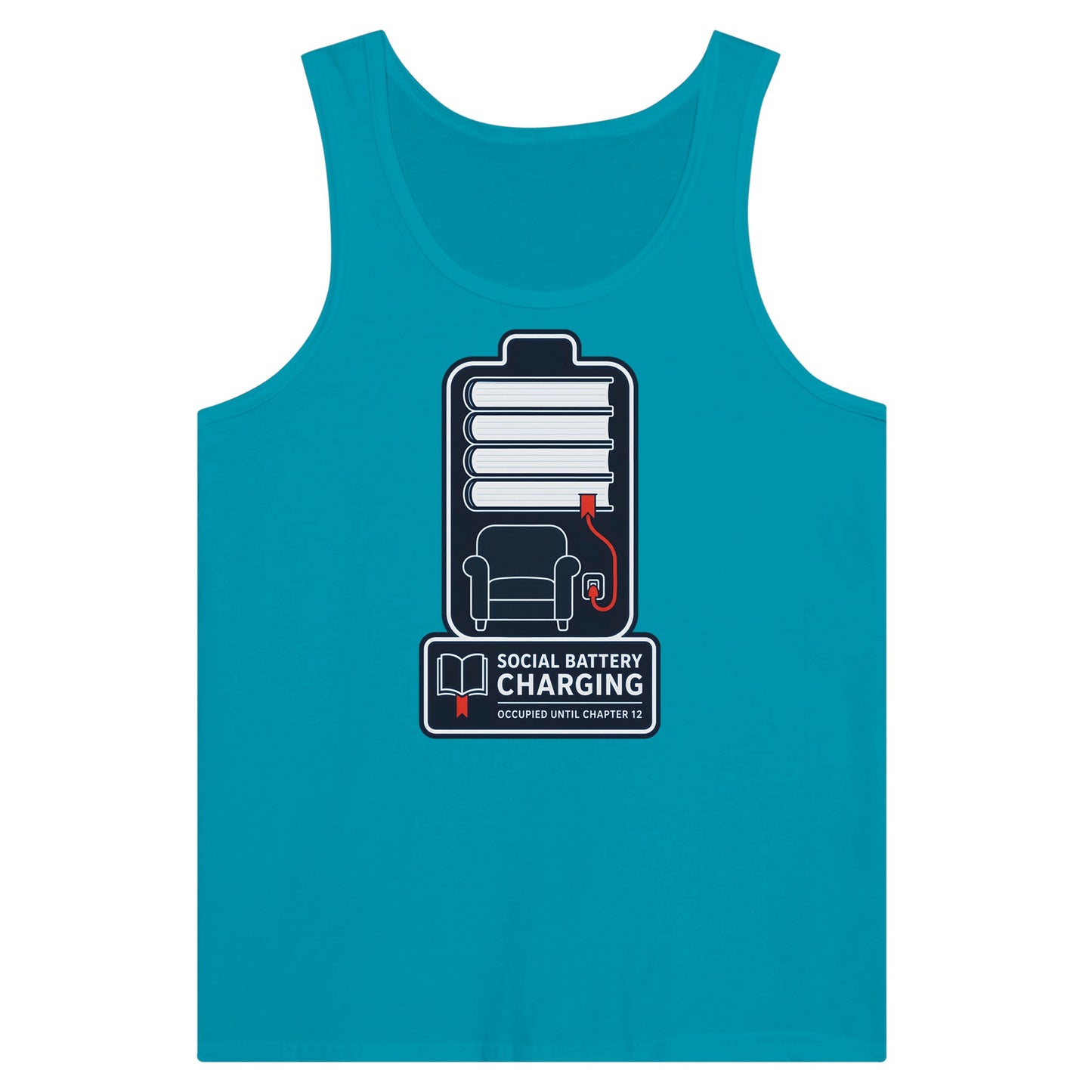 Social Battery Charging Premium Unisex Tank Top — product view 2