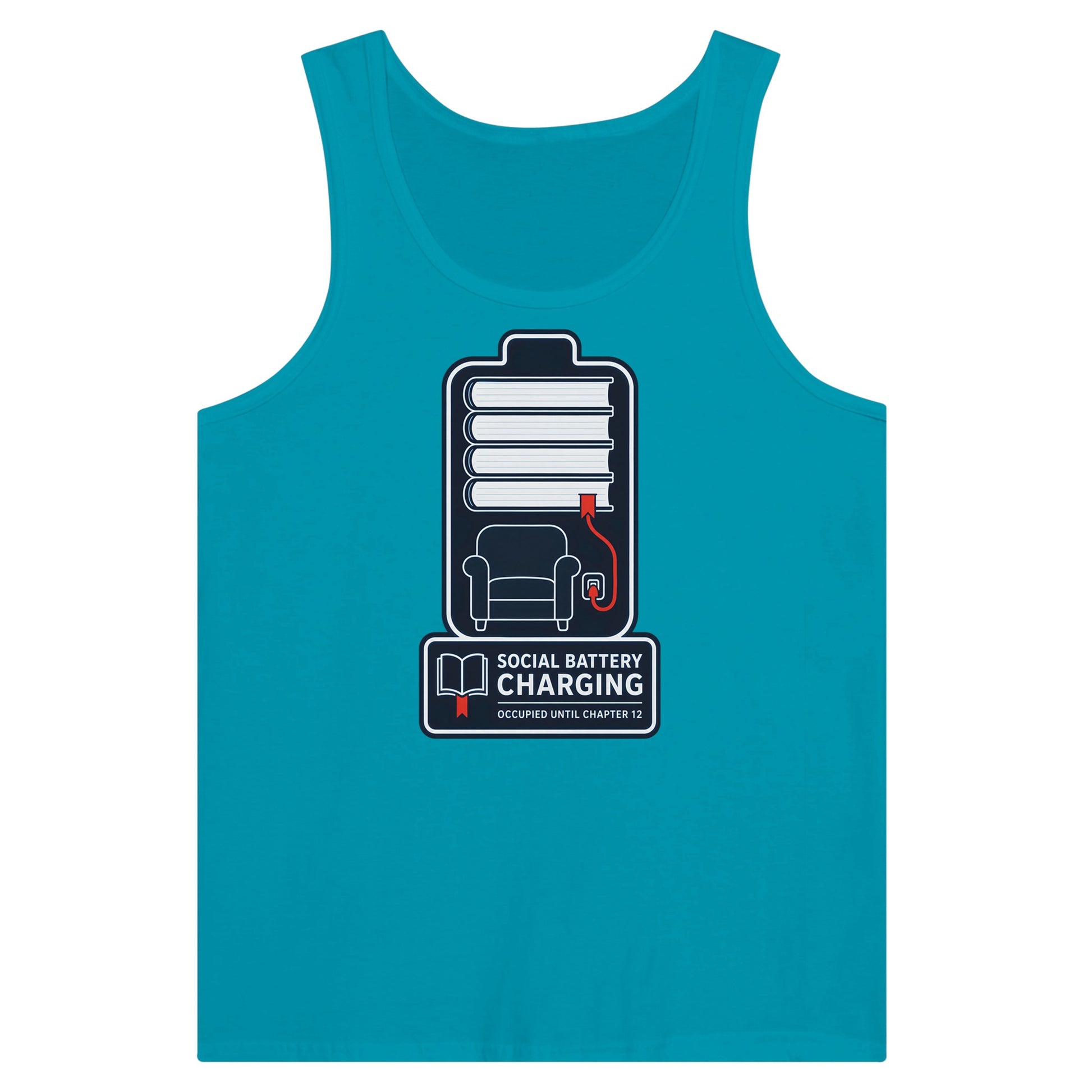 Social Battery Charging Premium Unisex Tank Top — product view 2