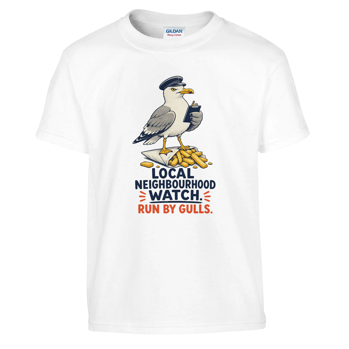 Local Neighbourhood Watch: Run by Gulls Kids' T-shirt