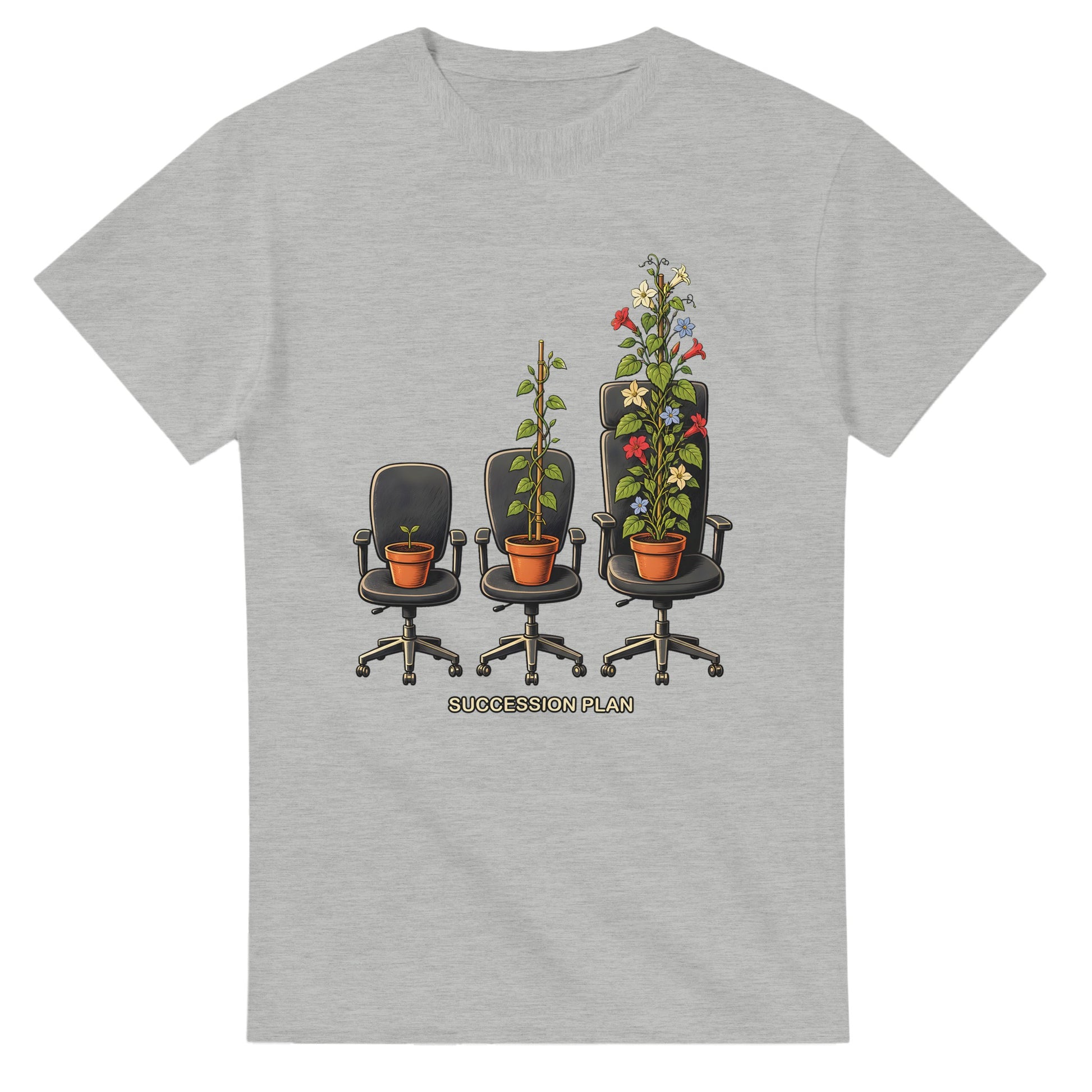 Succession Plan Office Chair Garden Graphic T-shirt — product view 6