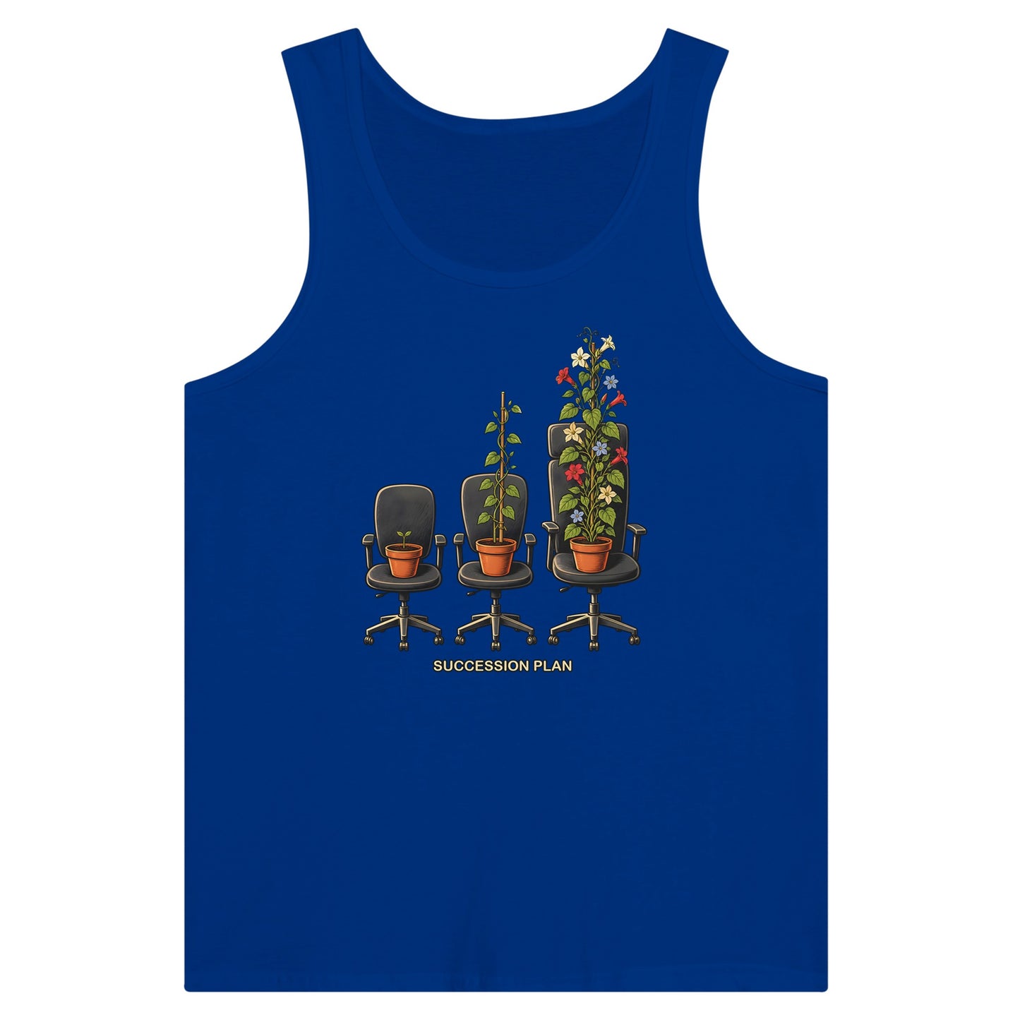 Succession Plan Office Chair Garden Graphic Premium Unisex Tank Top — product view 3
