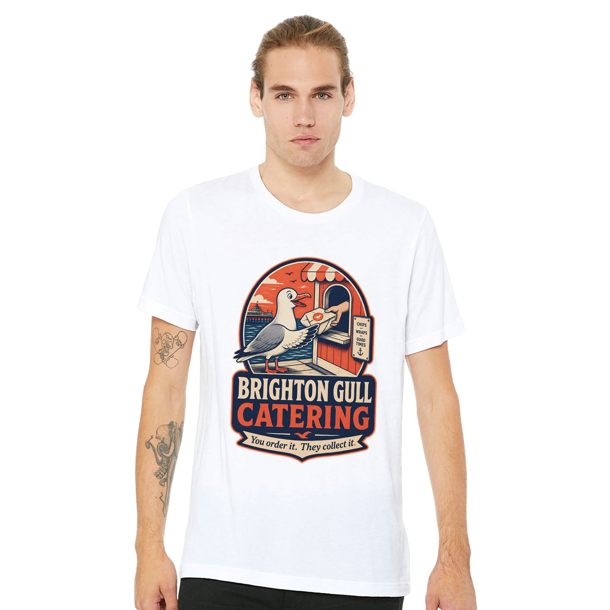 Brighton Gull Catering T-shirt — Illustrated — product view 7