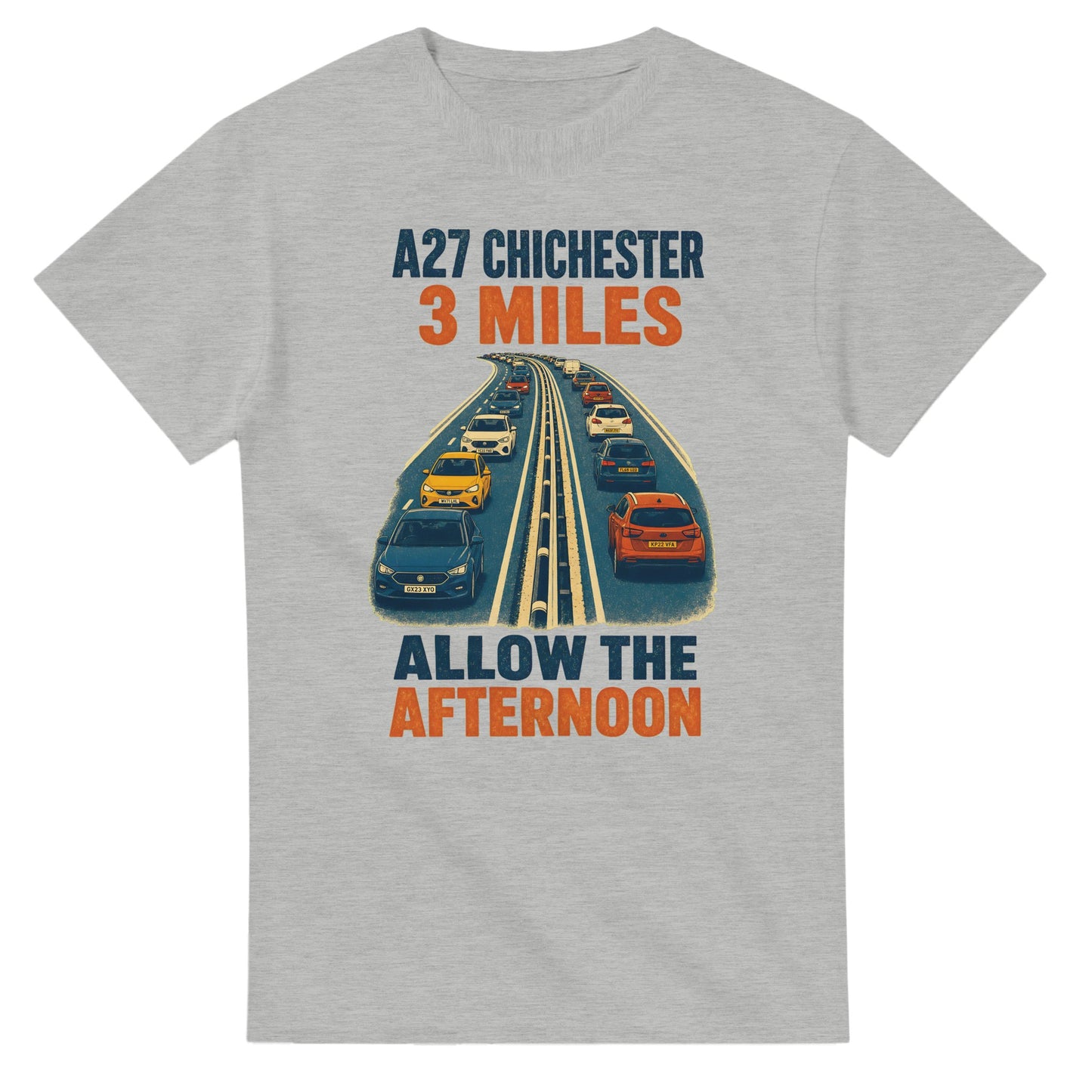 A27 Chichester – 3 Miles, Allow the Afternoon T-shirt — product view 6