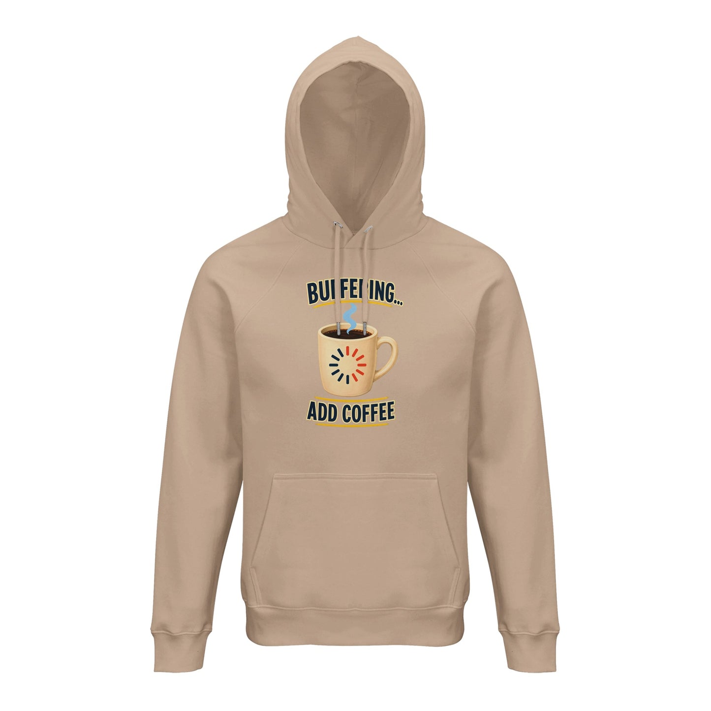 Buffering... Add Coffee — Outlined Loading Mug Graphic Hoodie — product view 5