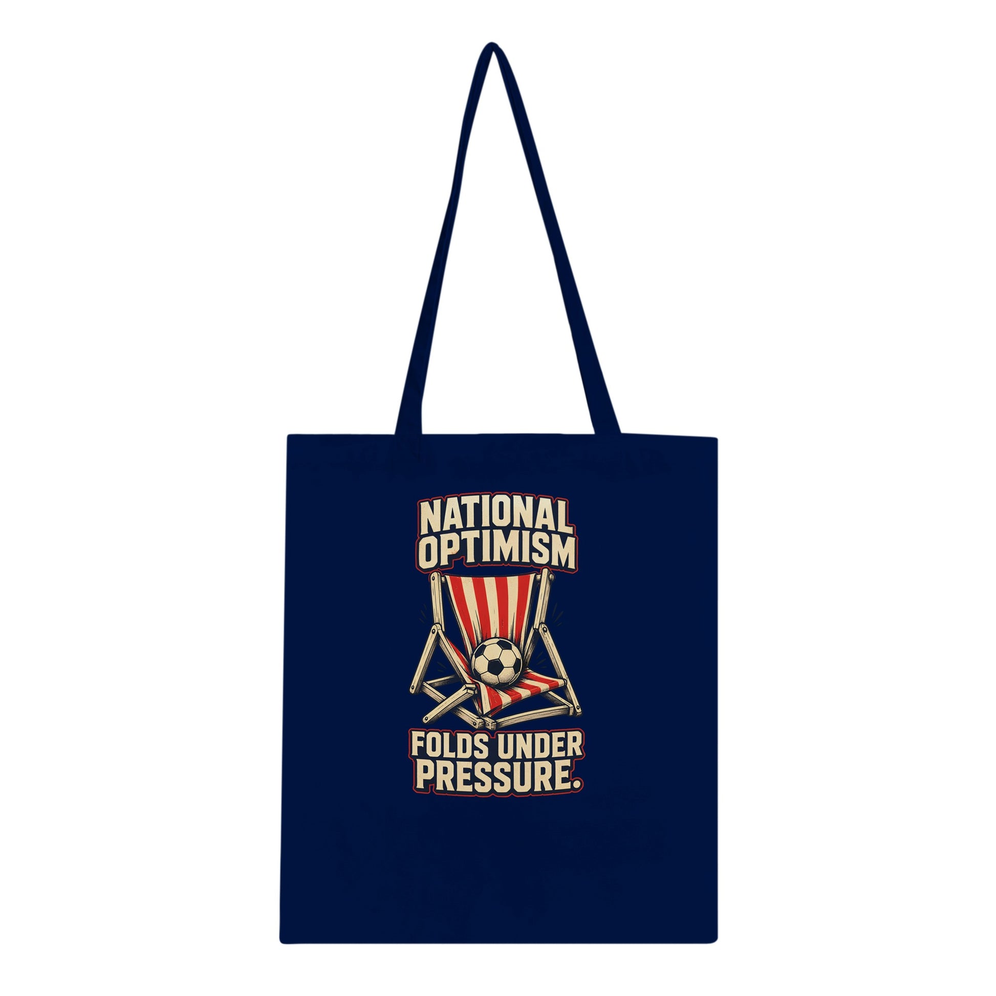 National Optimism Folds Under Pressure Football Tote Bag — product view 3