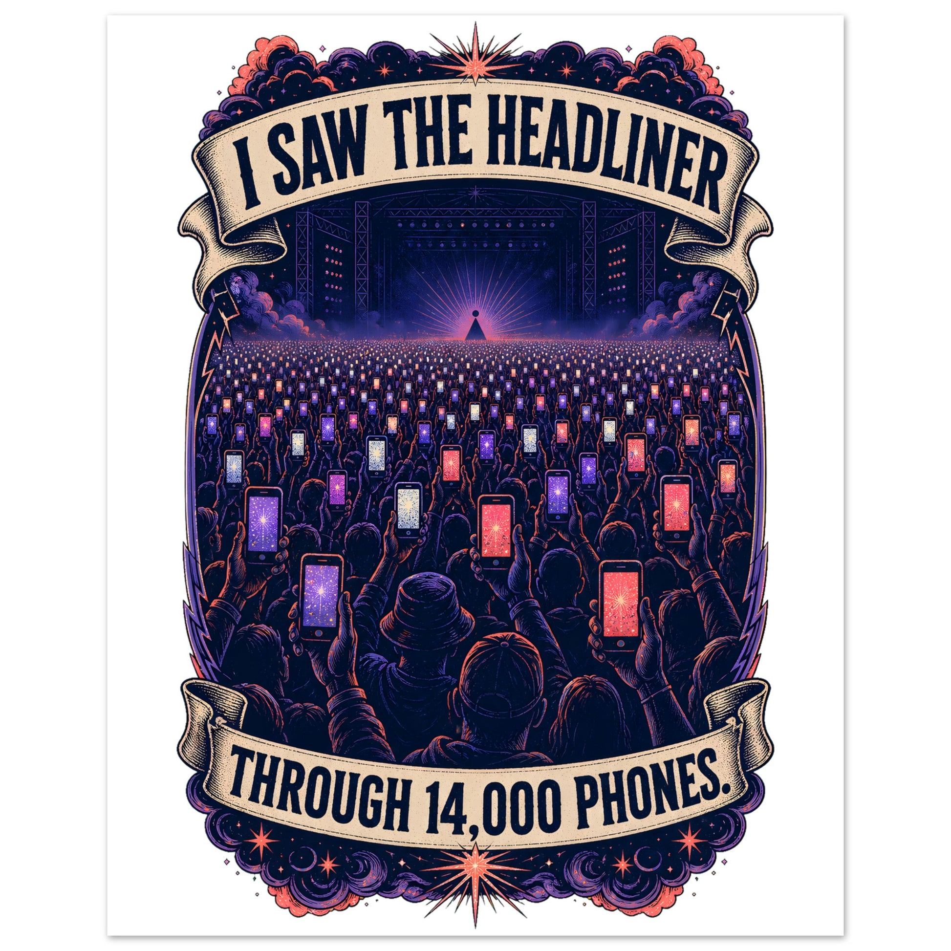 The Headliner Through 14,000 Phones Aluminium Print — product view 2