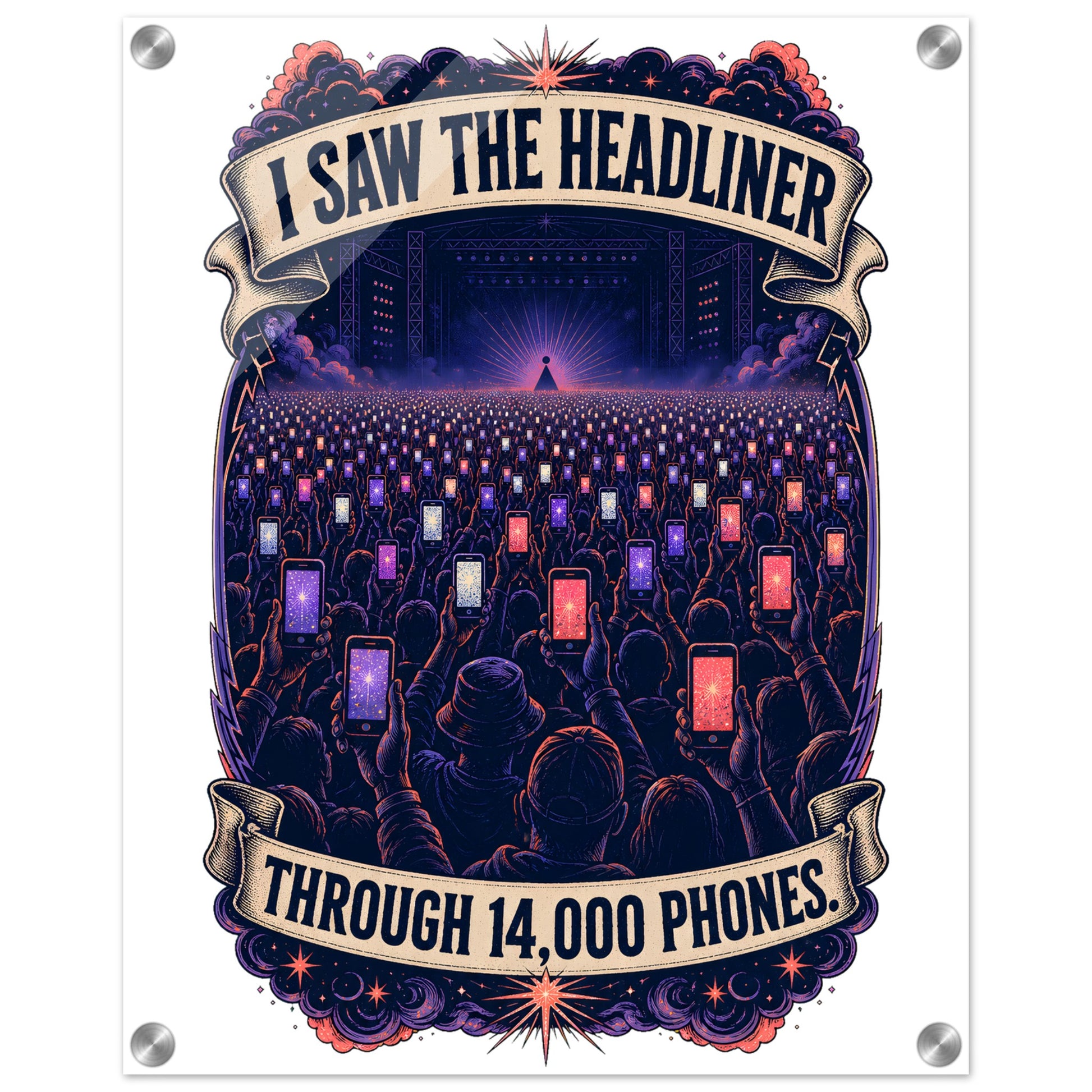 The Headliner Through 14,000 Phones Acrylic Print — product view 2