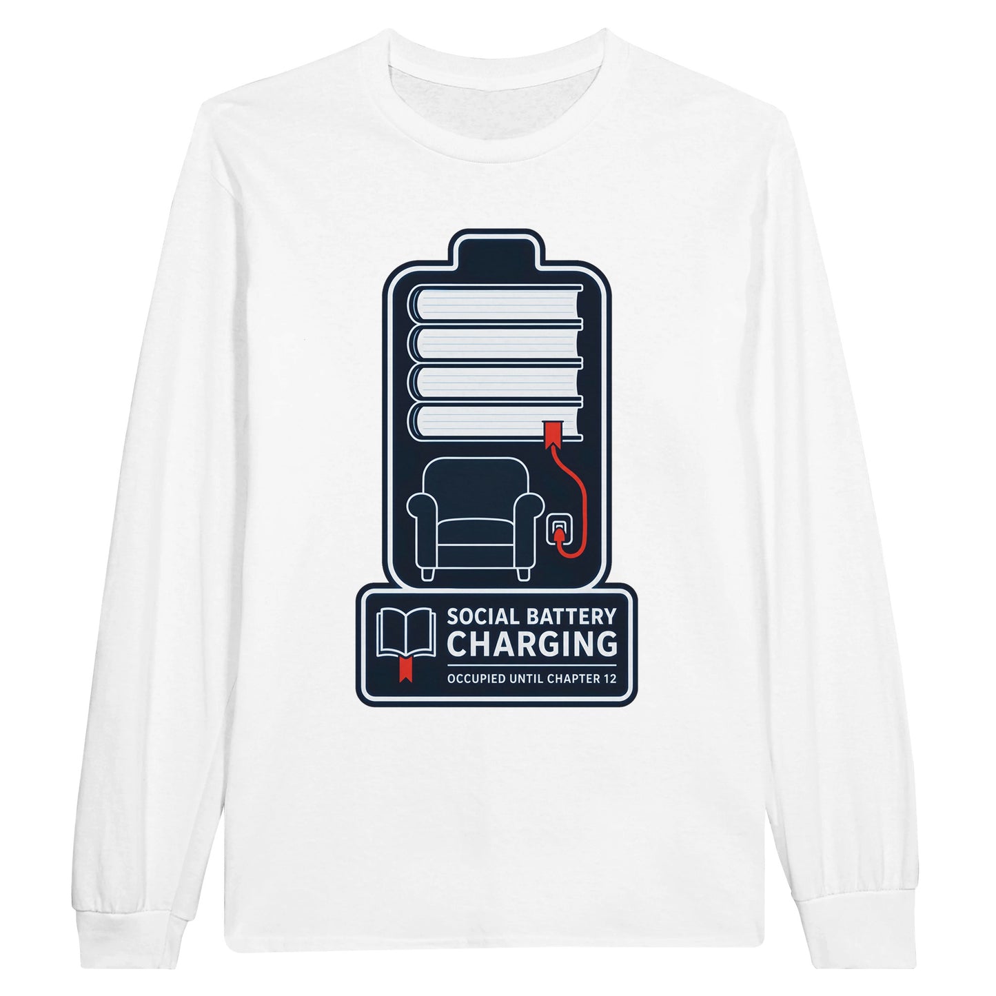 Social Battery Charging Long-Sleeve T-shirt — product view 1