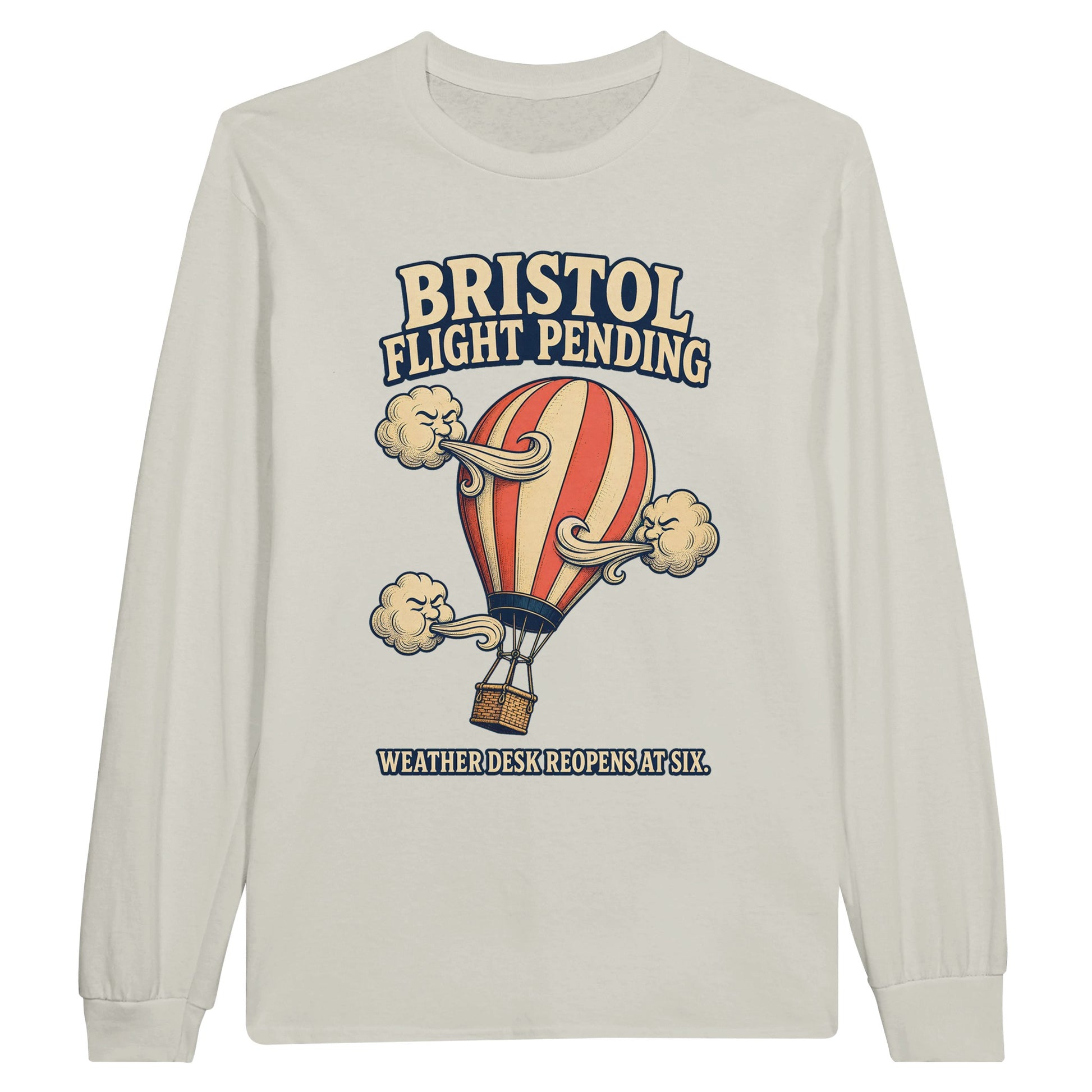 Bristol Flight Pending – Weather Desk Long-Sleeve T-shirt — product view 14