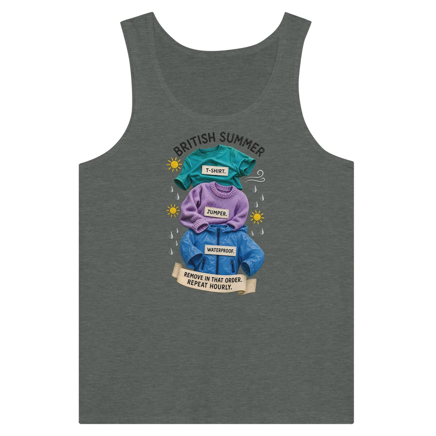British Summer: Repeat Layers Hourly Premium Unisex Tank Top — product view 4