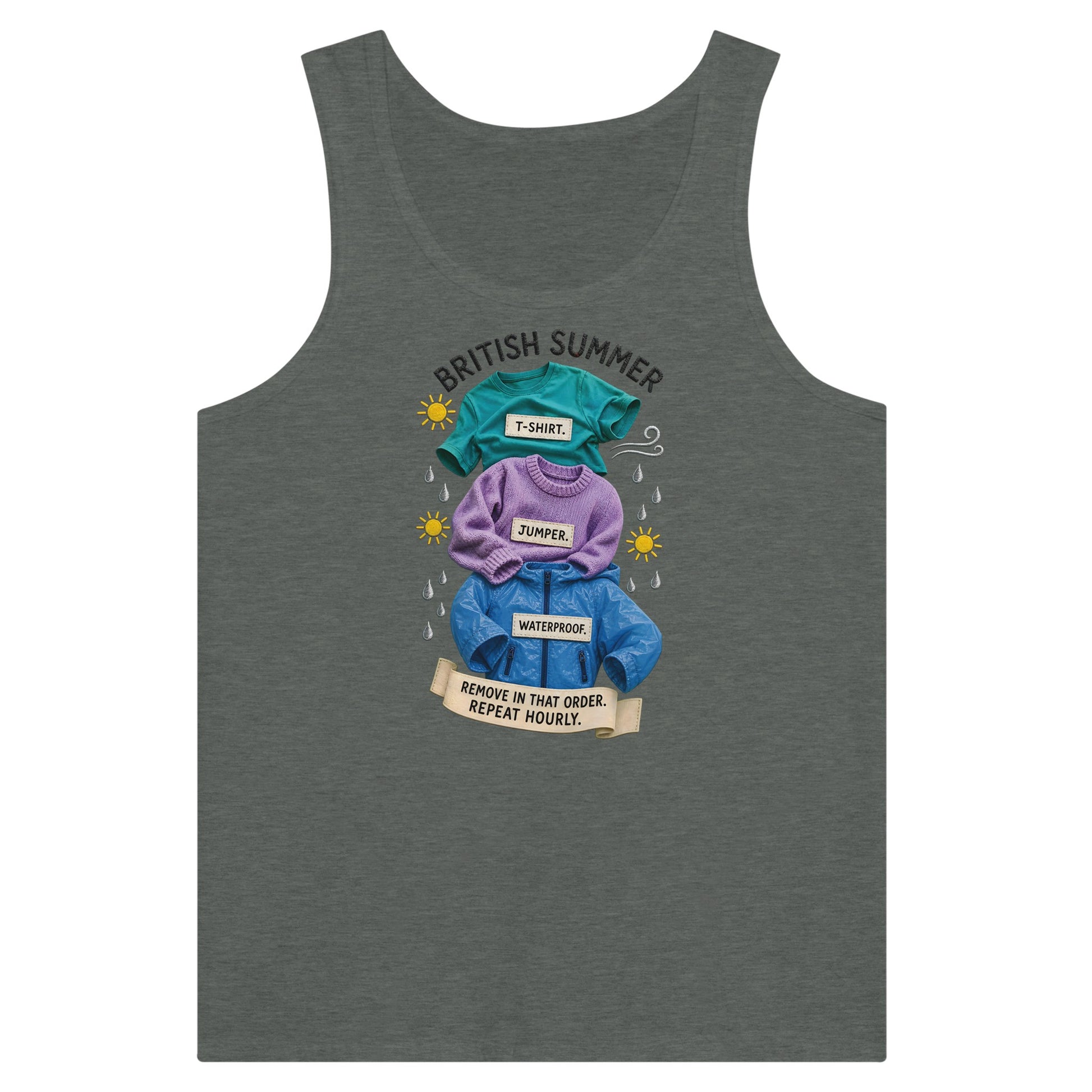 British Summer: Repeat Layers Hourly Premium Unisex Tank Top — product view 4
