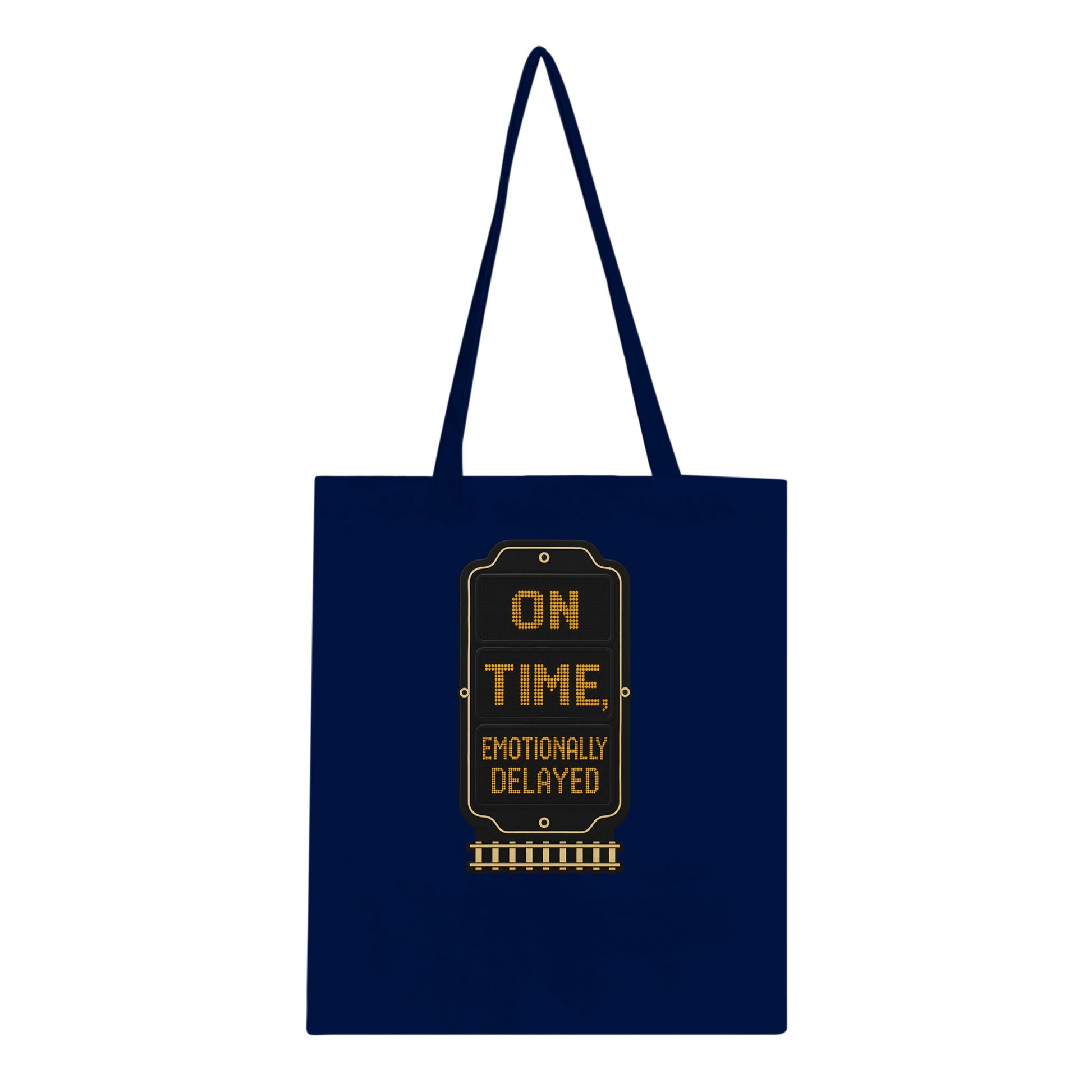 On Time, Emotionally Delayed Rail Graphic Tote Bag — product view 3