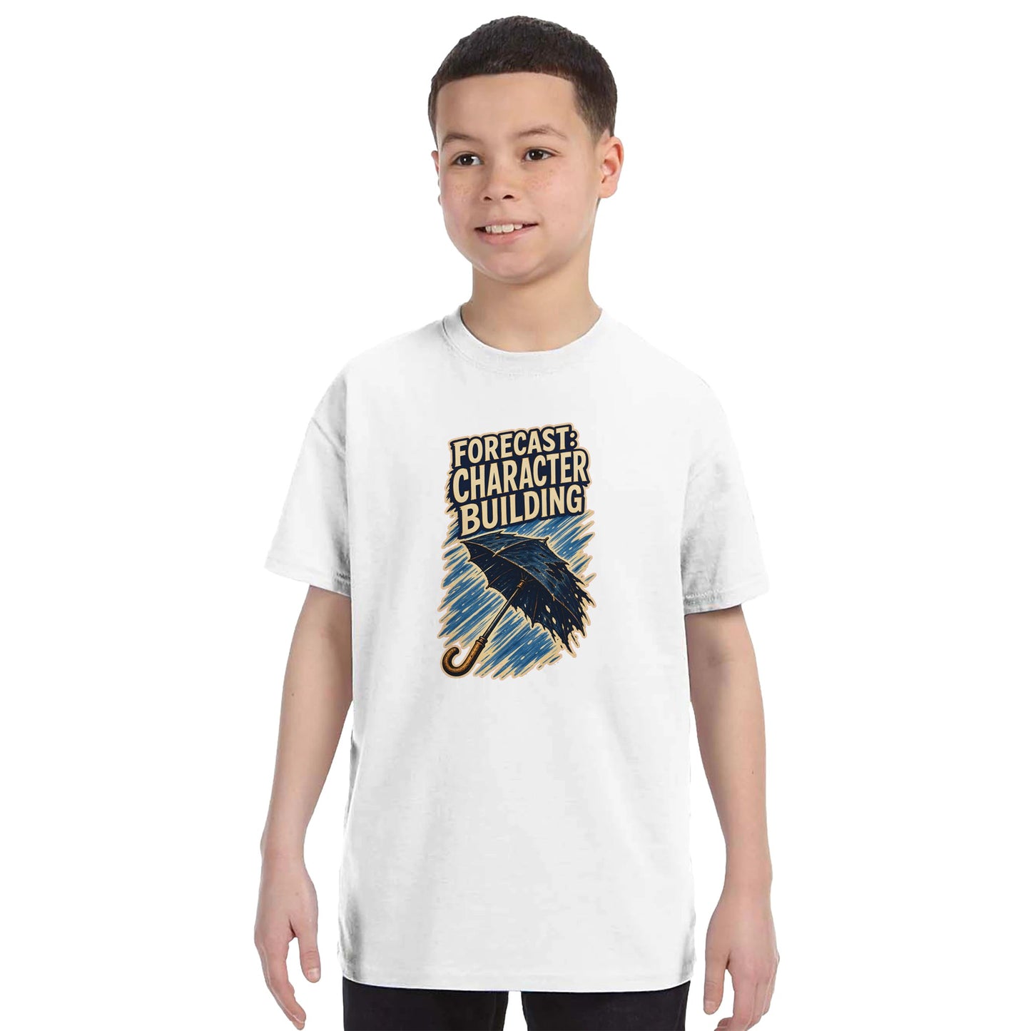 Forecast: Character Building – British Weather Kids' T-shirt — product view 16