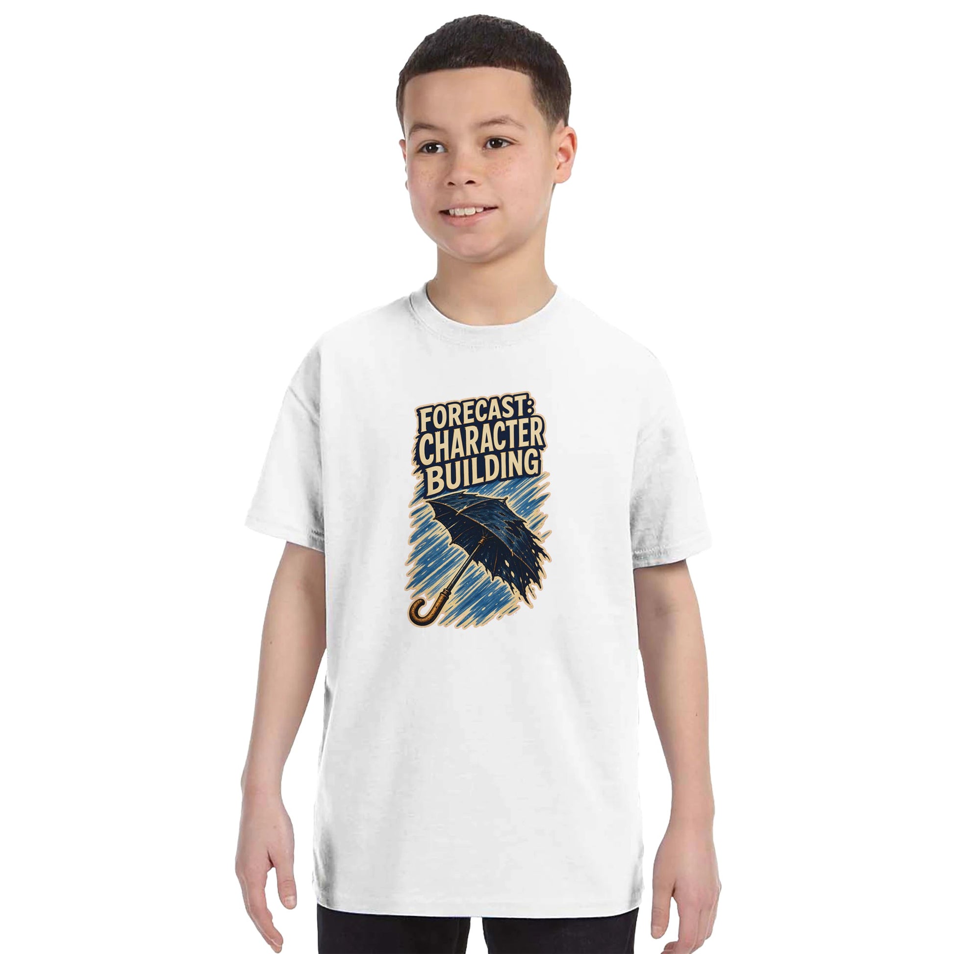 Forecast: Character Building – British Weather Kids' T-shirt — product view 16