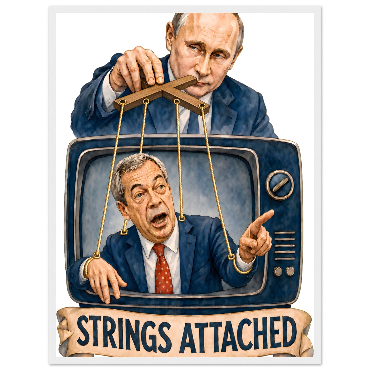 Strings Attached Political Satire Framed Wall Art — product view 2