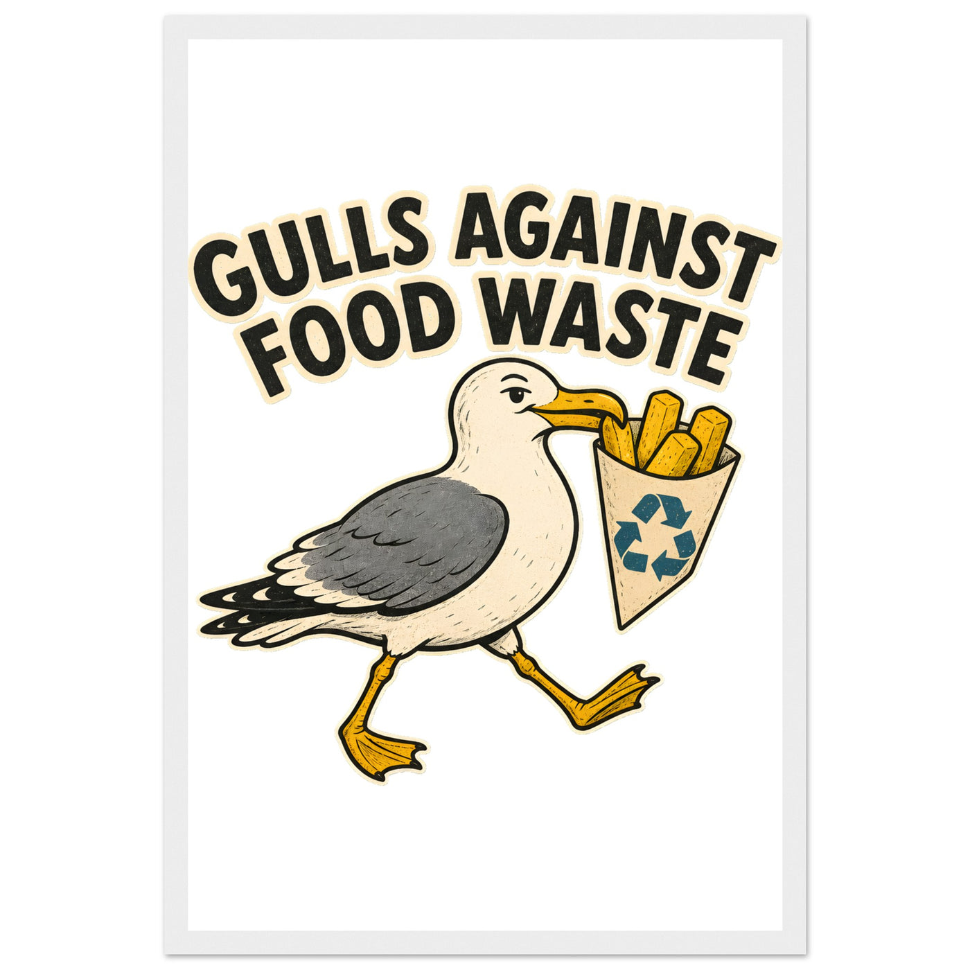 Gulls Against Food Waste Graphic Framed Wall Art