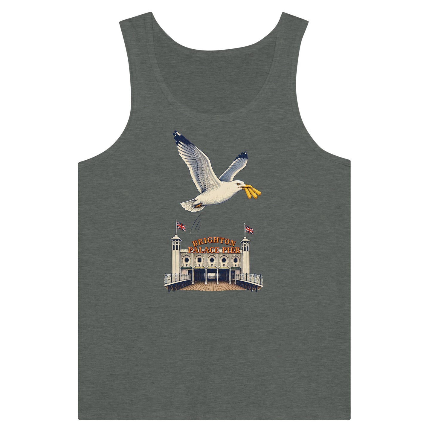 Brighton Palace Pier Chip Heist Premium Unisex Tank Top — product view 4