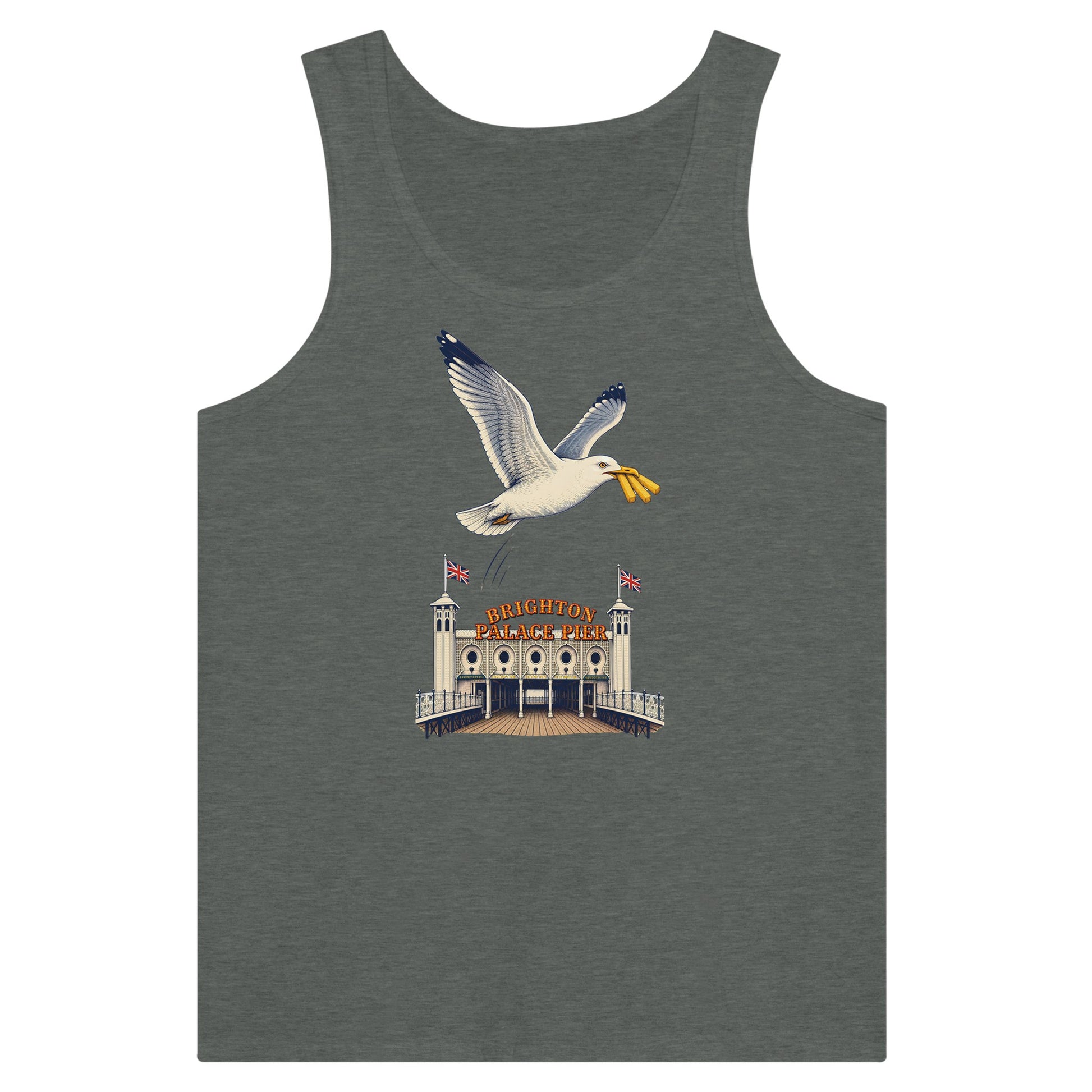 Brighton Palace Pier Chip Heist Premium Unisex Tank Top — product view 4