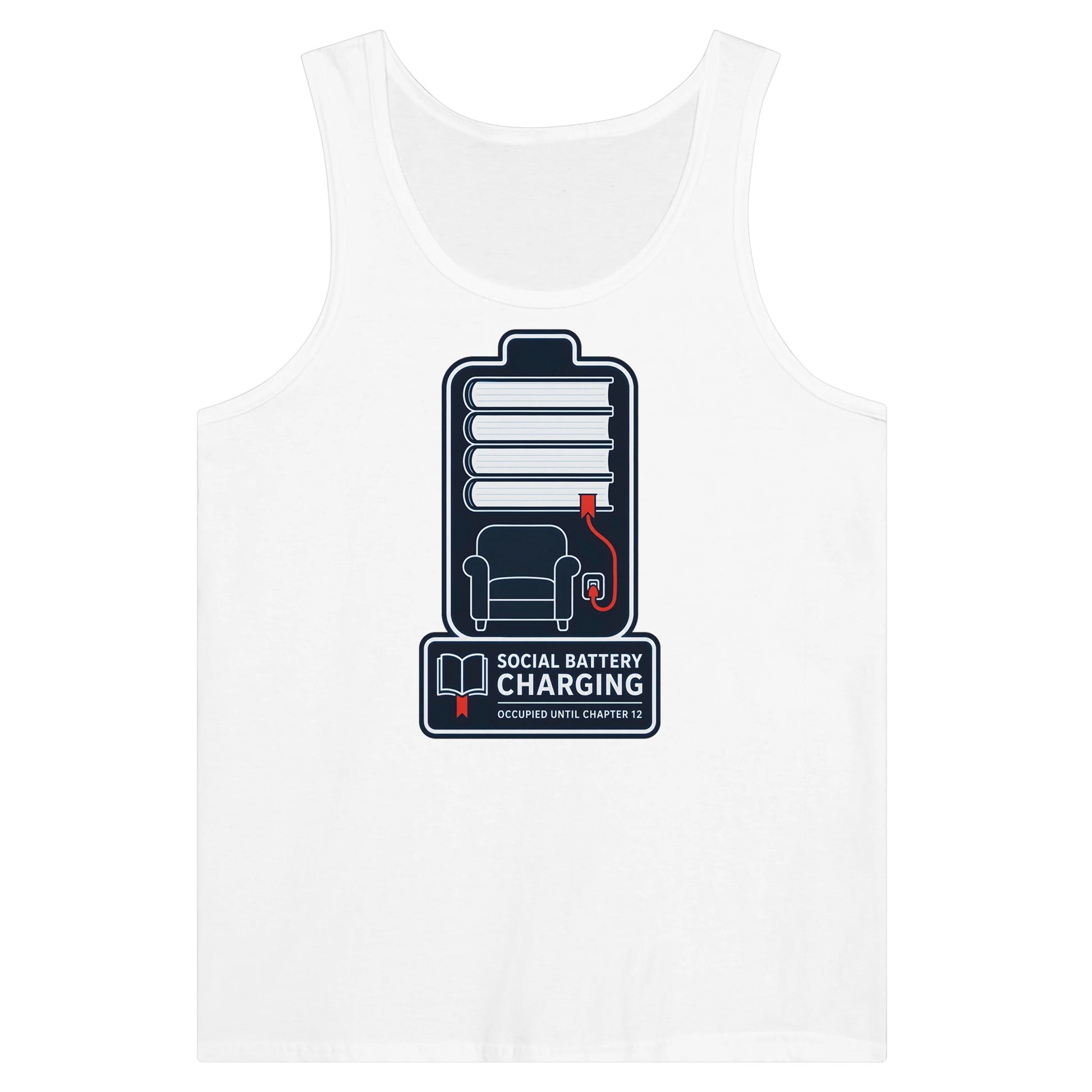Social Battery Charging Premium Unisex Tank Top — product view 1