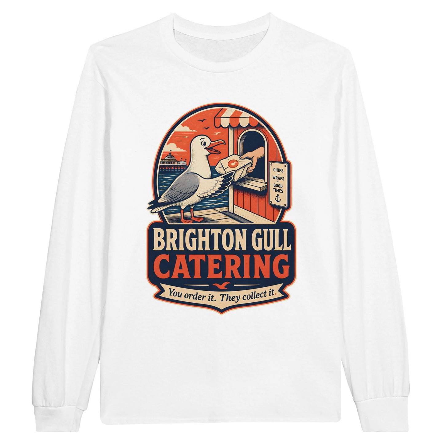 Brighton Gull Catering — Illustrated Long-Sleeve T-shirt — product view 1