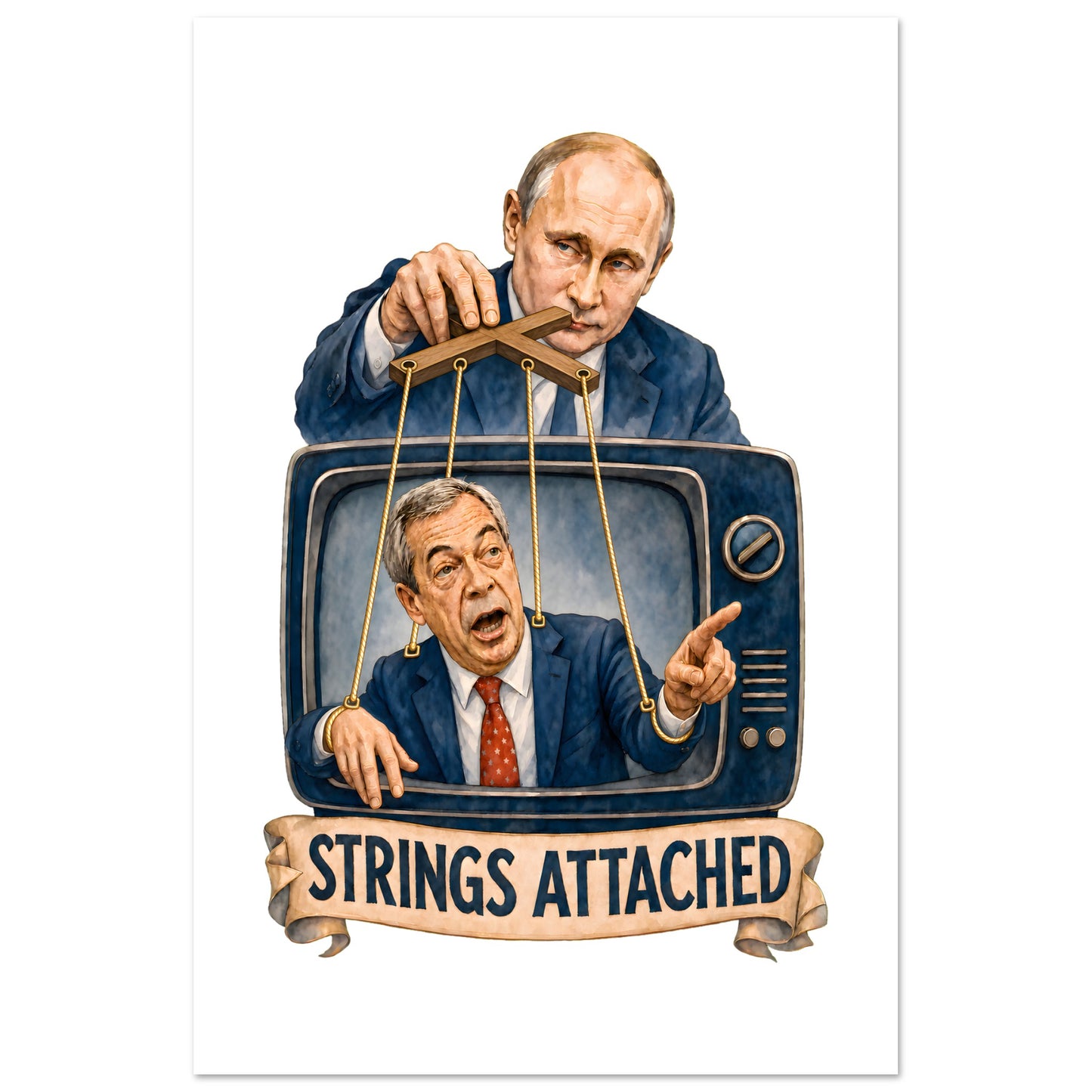 Strings Attached Political Satire Poster — product view 6