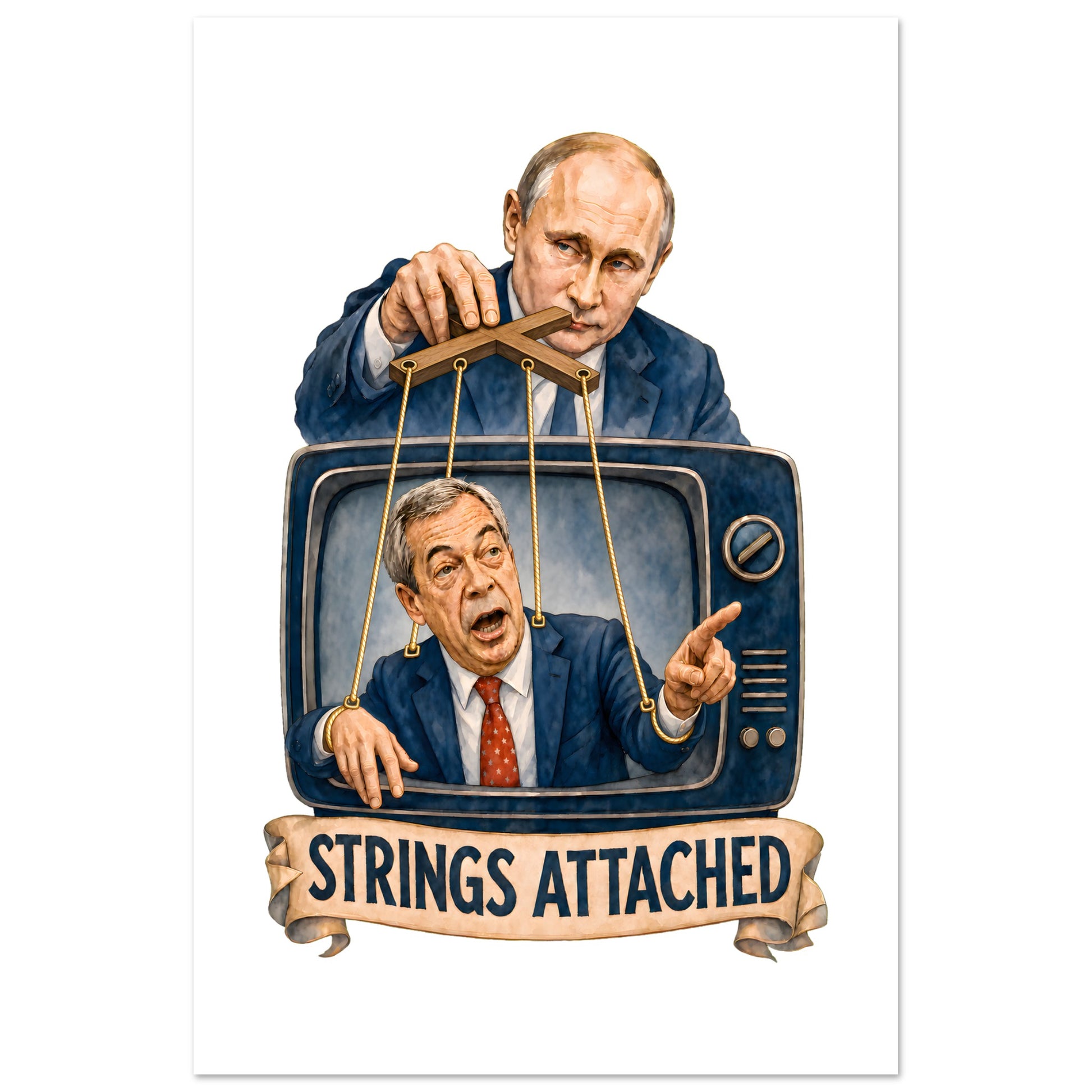 Strings Attached Political Satire Poster — product view 6