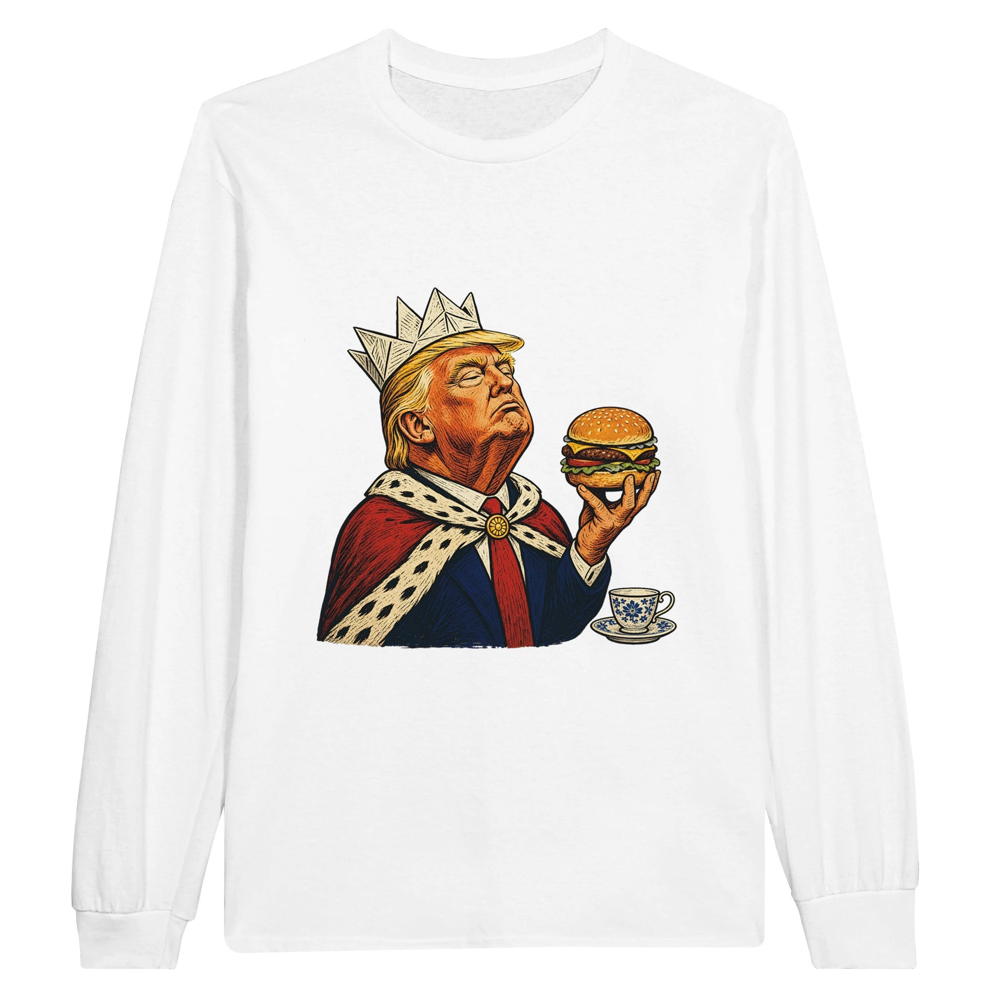 The Very Temporary Monarch — Trump Satire Long-Sleeve T-shirt — product view 1