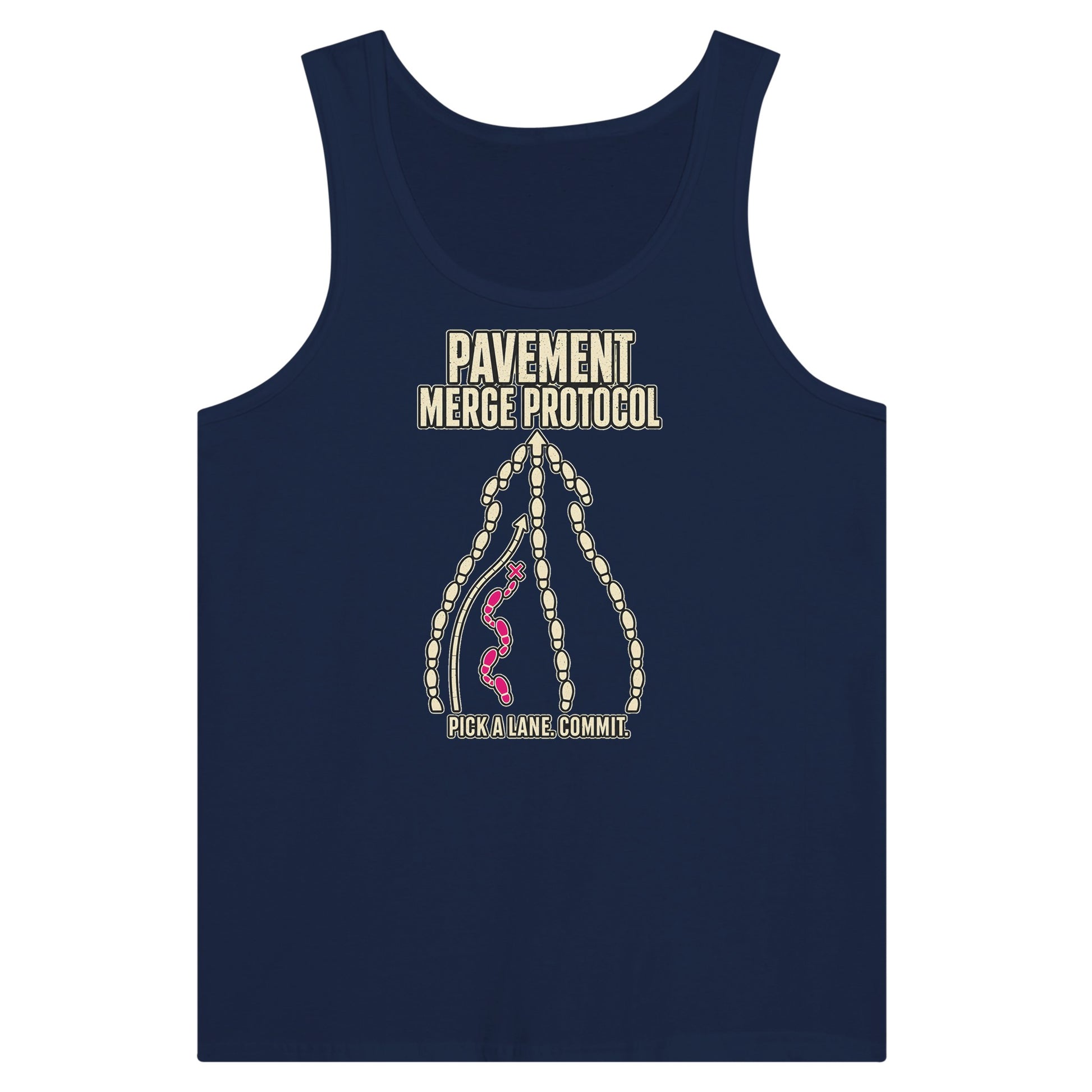 Pavement Merge Protocol — Pick a Lane Premium Unisex Tank Top — product view 9
