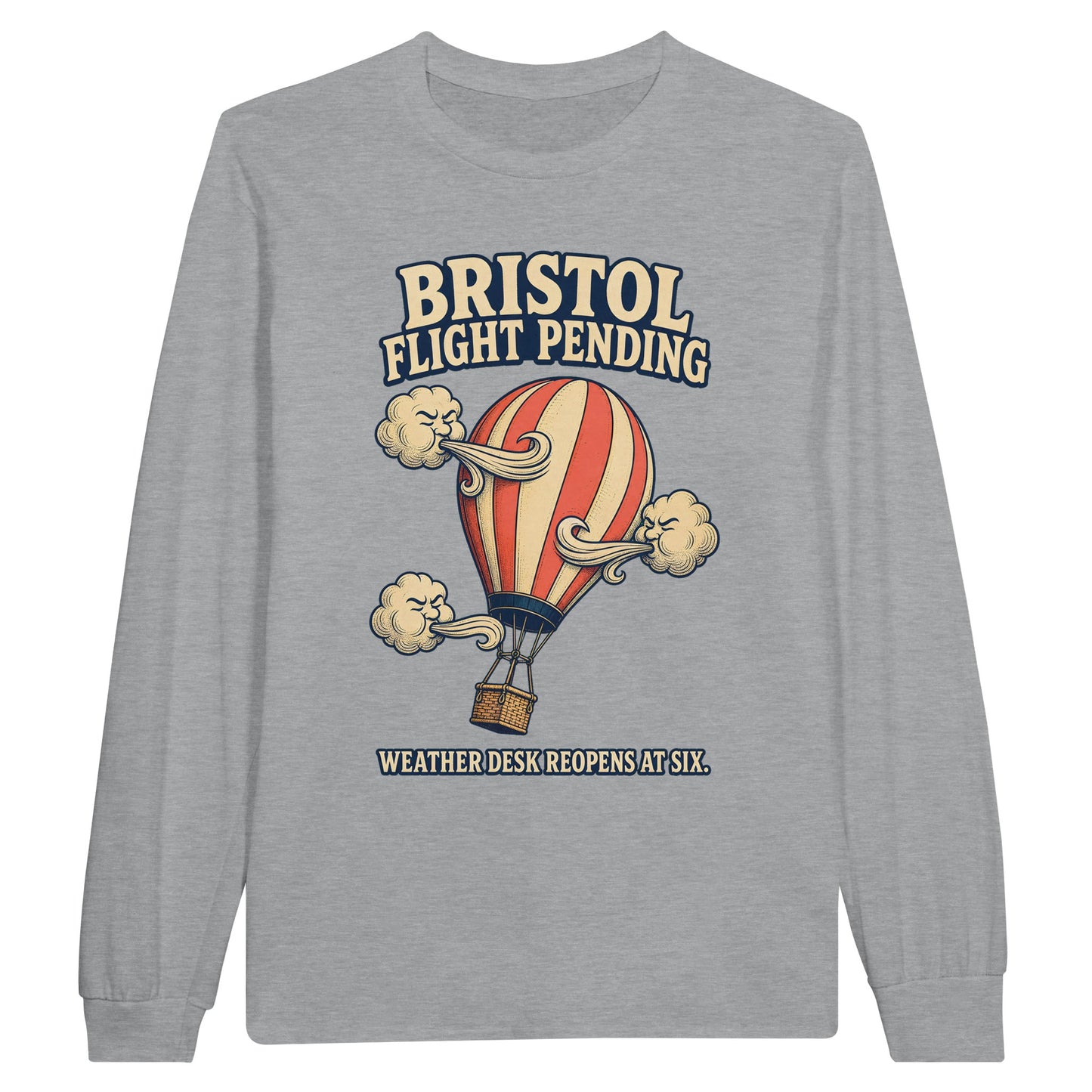 Bristol Flight Pending – Weather Desk Long-Sleeve T-shirt — product view 10