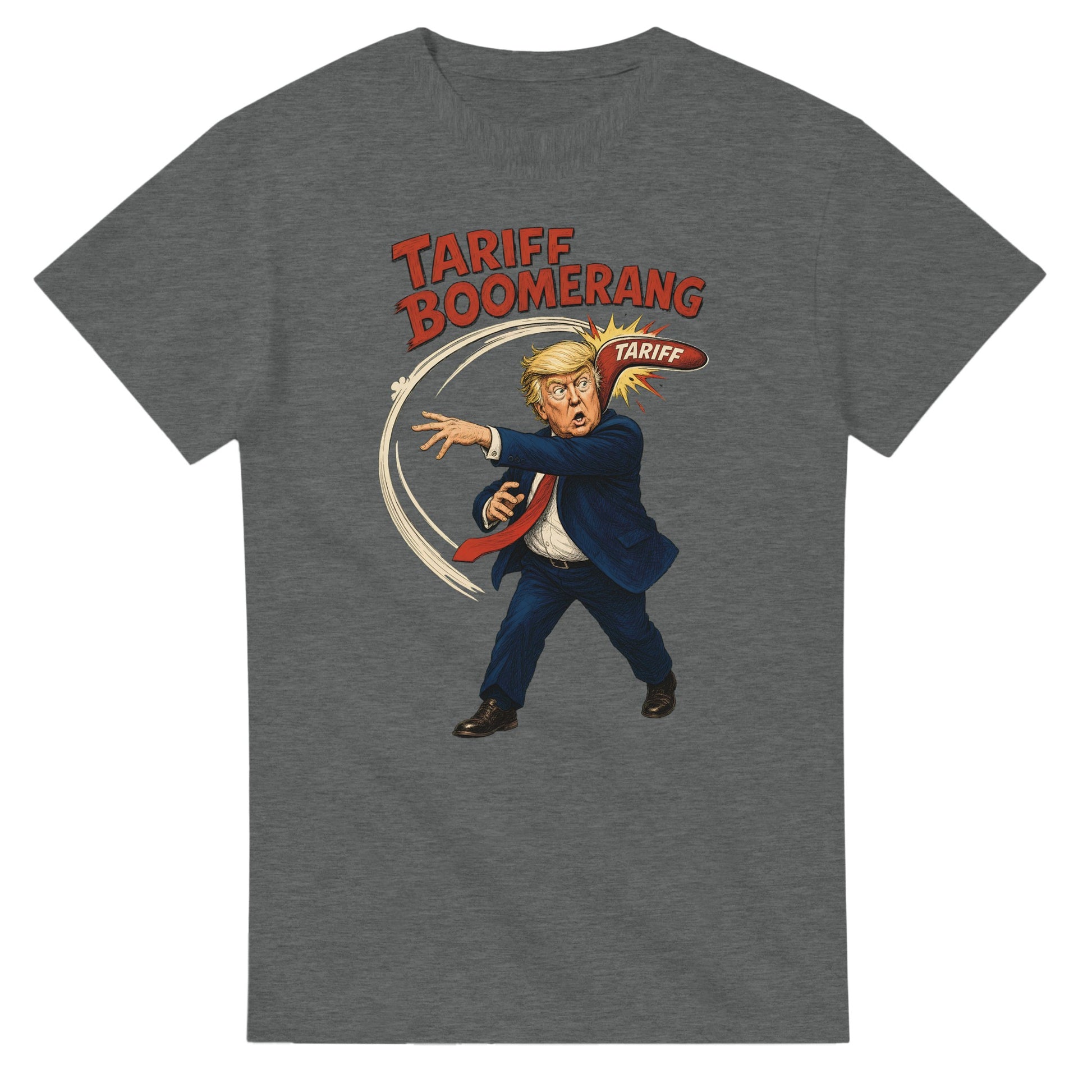 Tariff Boomerang – Trump Political Satire T-shirt — product view 3