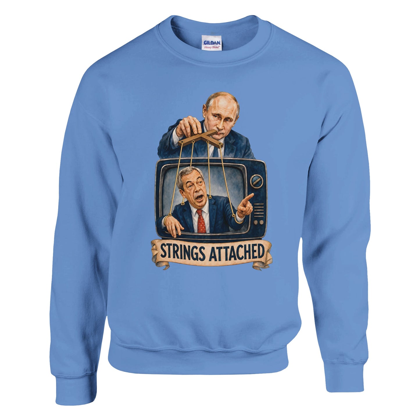 Strings Attached Political Satire Sweatshirt — product view 7