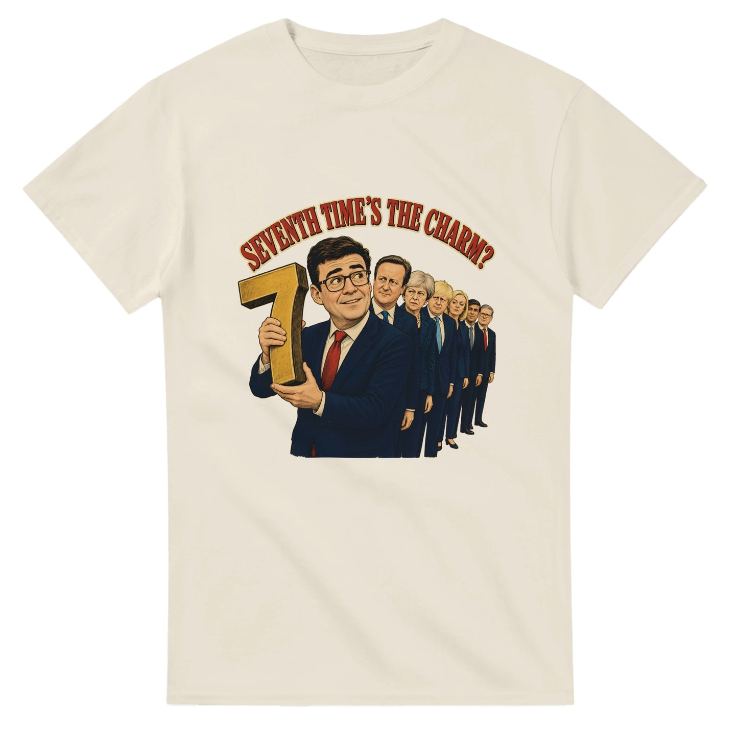 Seventh Time’s the Charm? UK Prime Minister Caricature T-shirt — product view 5
