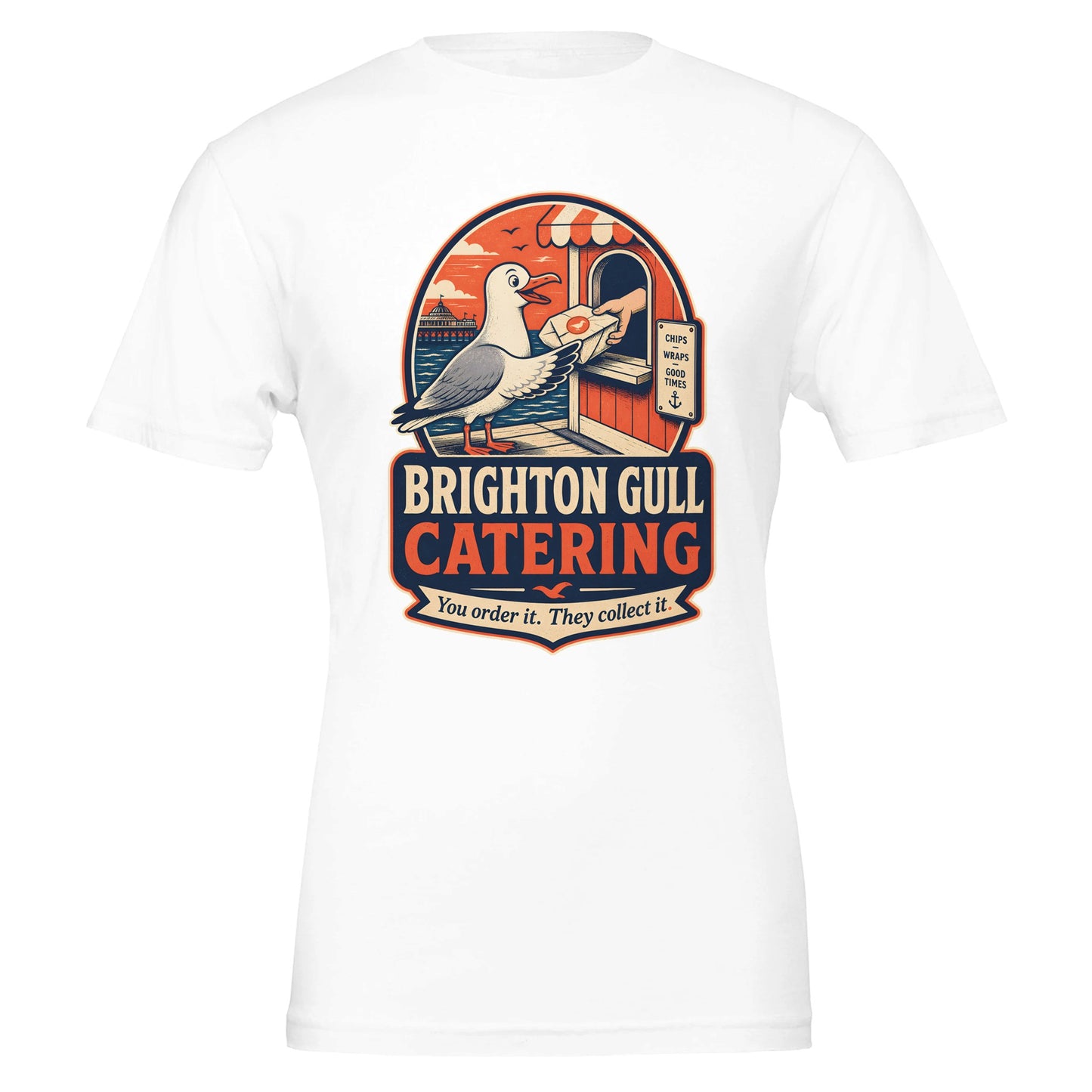 Brighton Gull Catering T-shirt — Illustrated — product view 1