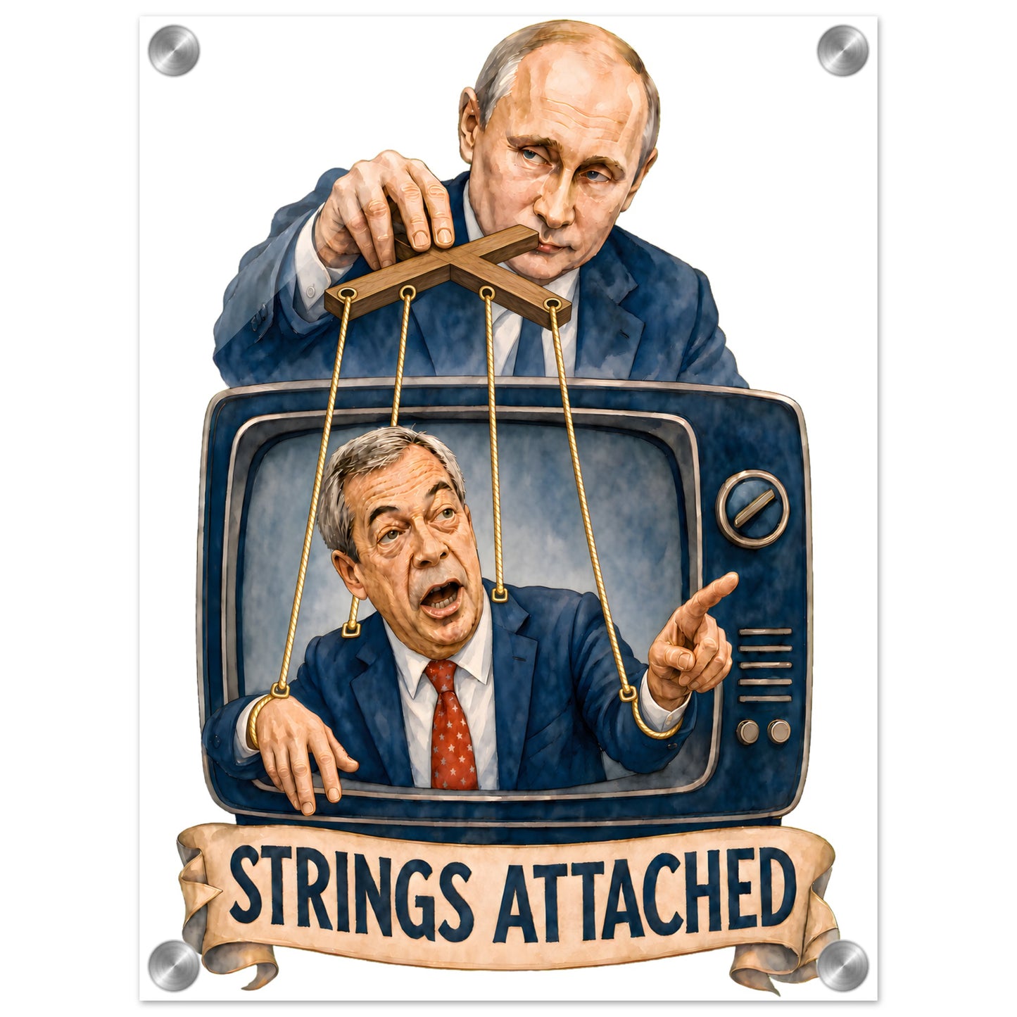 Strings Attached Political Satire Acrylic Print — product view 1