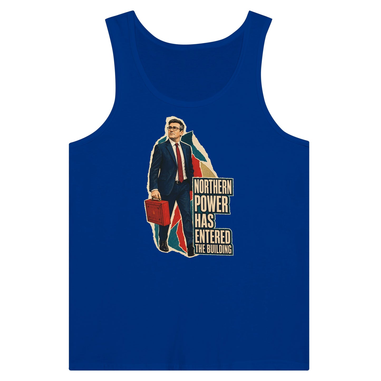 Northern Power Has Entered the Building Tote Bag Premium Unisex Tank Top — product view 3