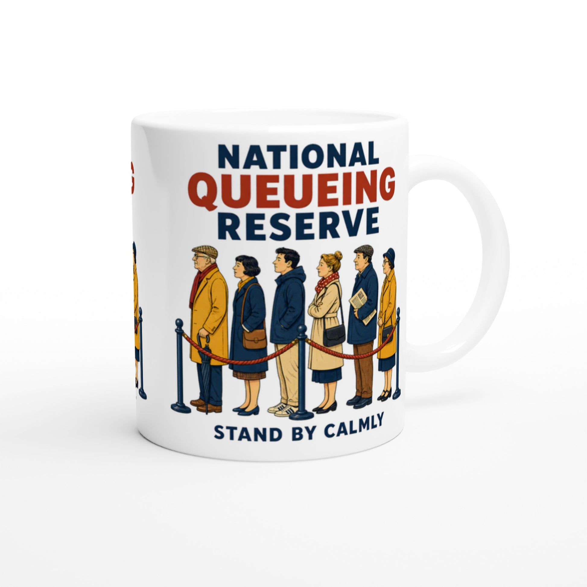 National Queueing Reserve – British Queue Graphic Mug — product view 2