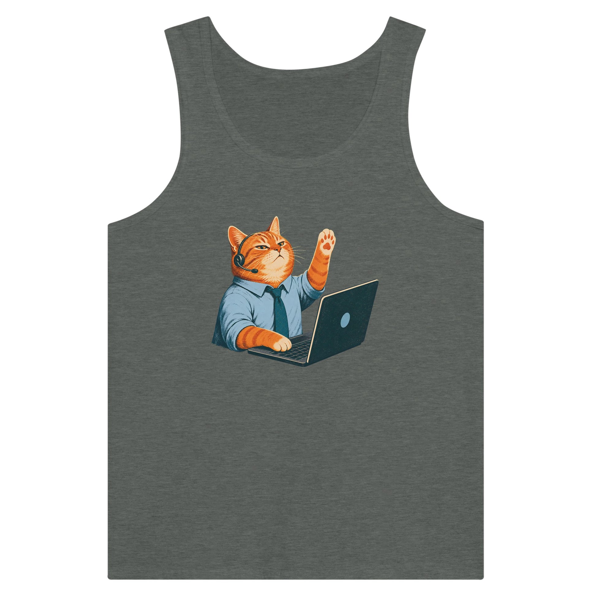 Cat Calls the Meeting Premium Unisex Tank Top — product view 4