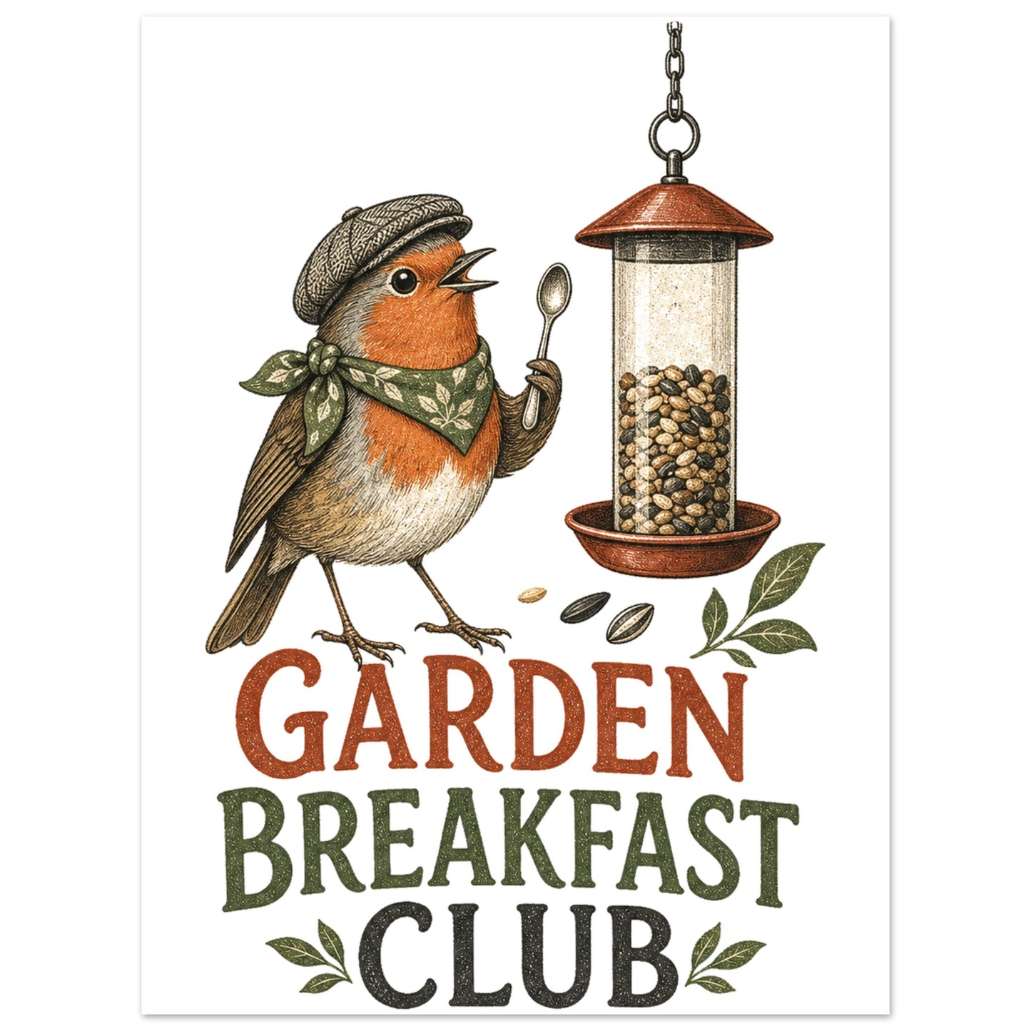 Garden Breakfast Club Robin Graphic Aluminium Print — product view 2