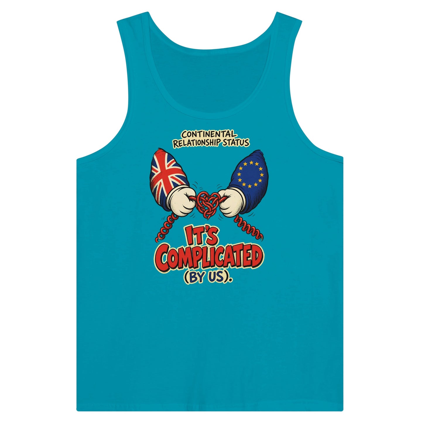 It's Complicated (By Us) UK–EU 1990s Cartoon Premium Unisex Tank Top — product view 2