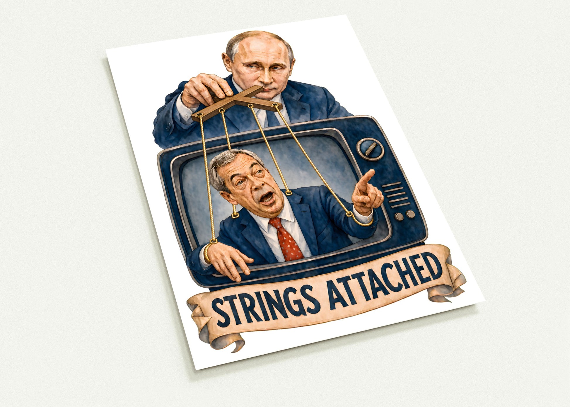 Strings Attached Political Satire Postcard Pack — product view 2