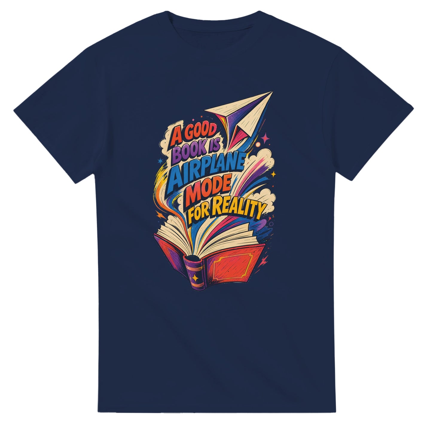 A Good Book Is Airplane Mode for Reality T-shirt — product view 5