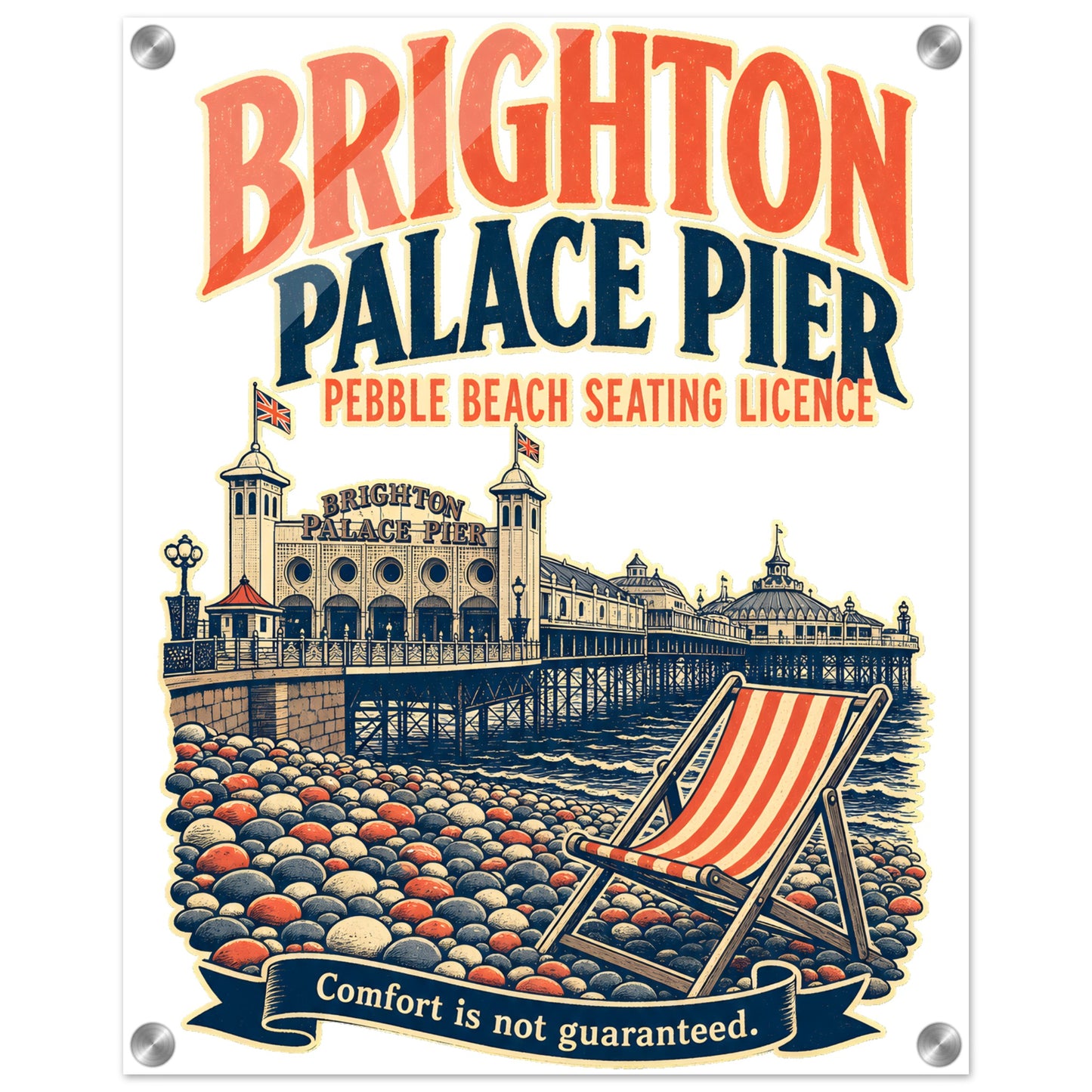 Brighton Pebble Beach Seating Licence Acrylic Print — product view 4