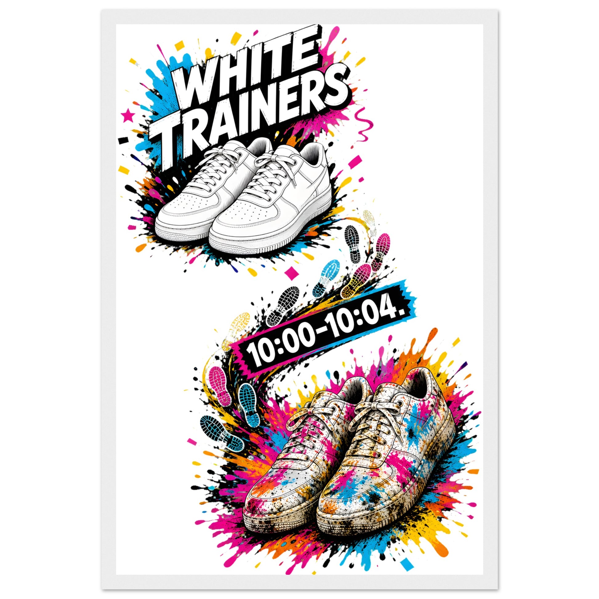 White Trainers: 10:00–10:04 Framed Wall Art — product view 1