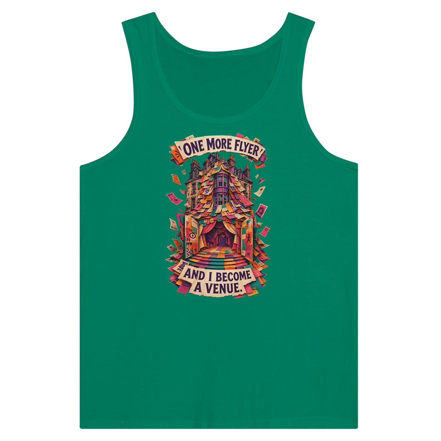 One More Flyer and I Become a Venue Premium Unisex Tank Top — product view 10