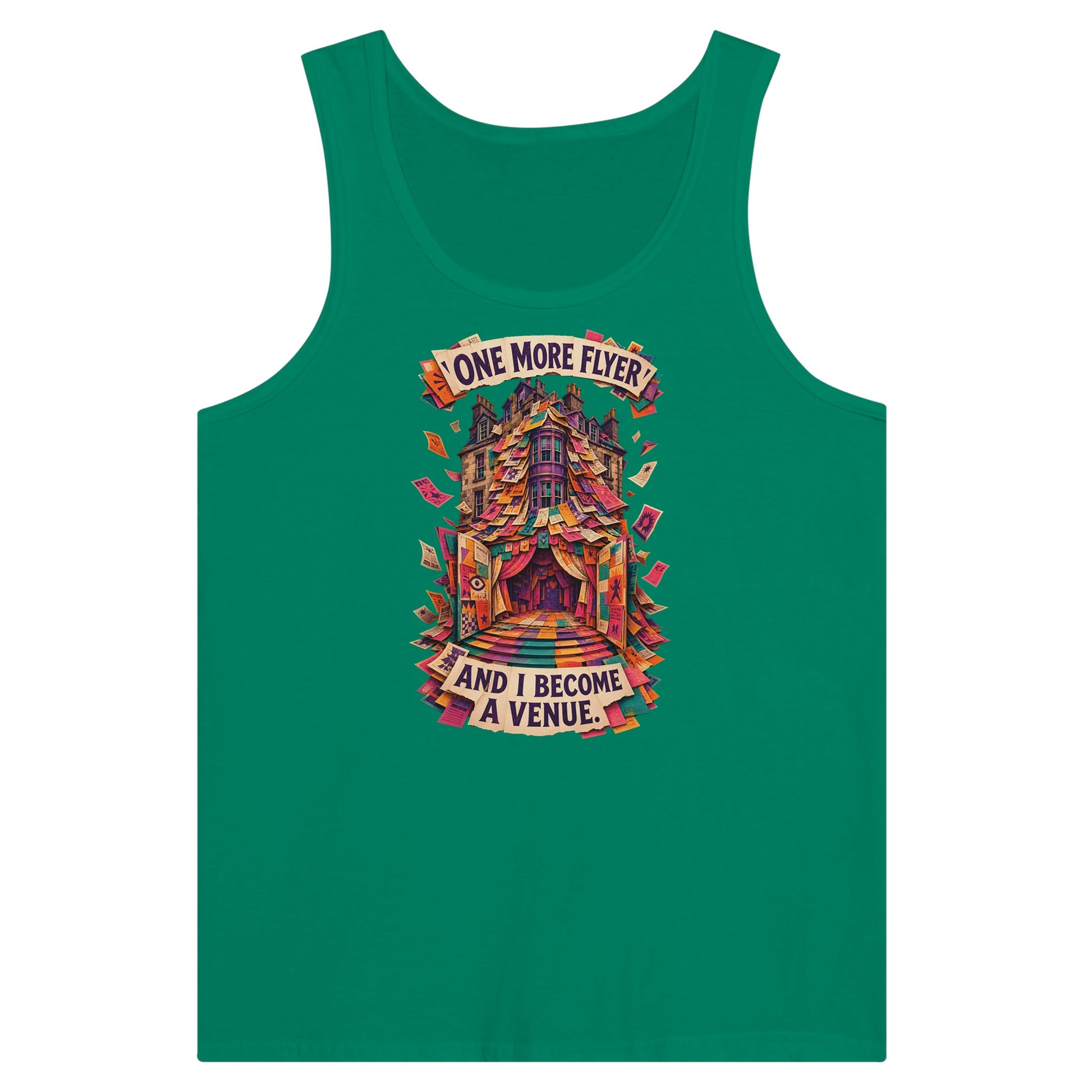 One More Flyer and I Become a Venue Premium Unisex Tank Top — product view 10