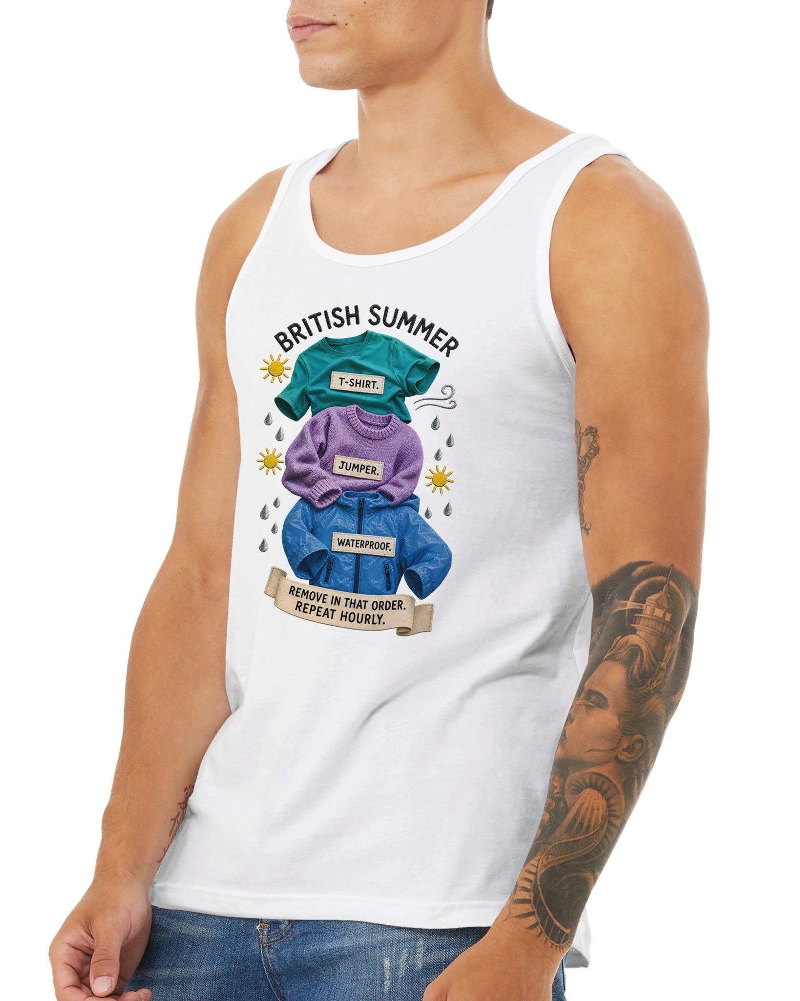 British Summer: Repeat Layers Hourly Premium Unisex Tank Top — product view 16