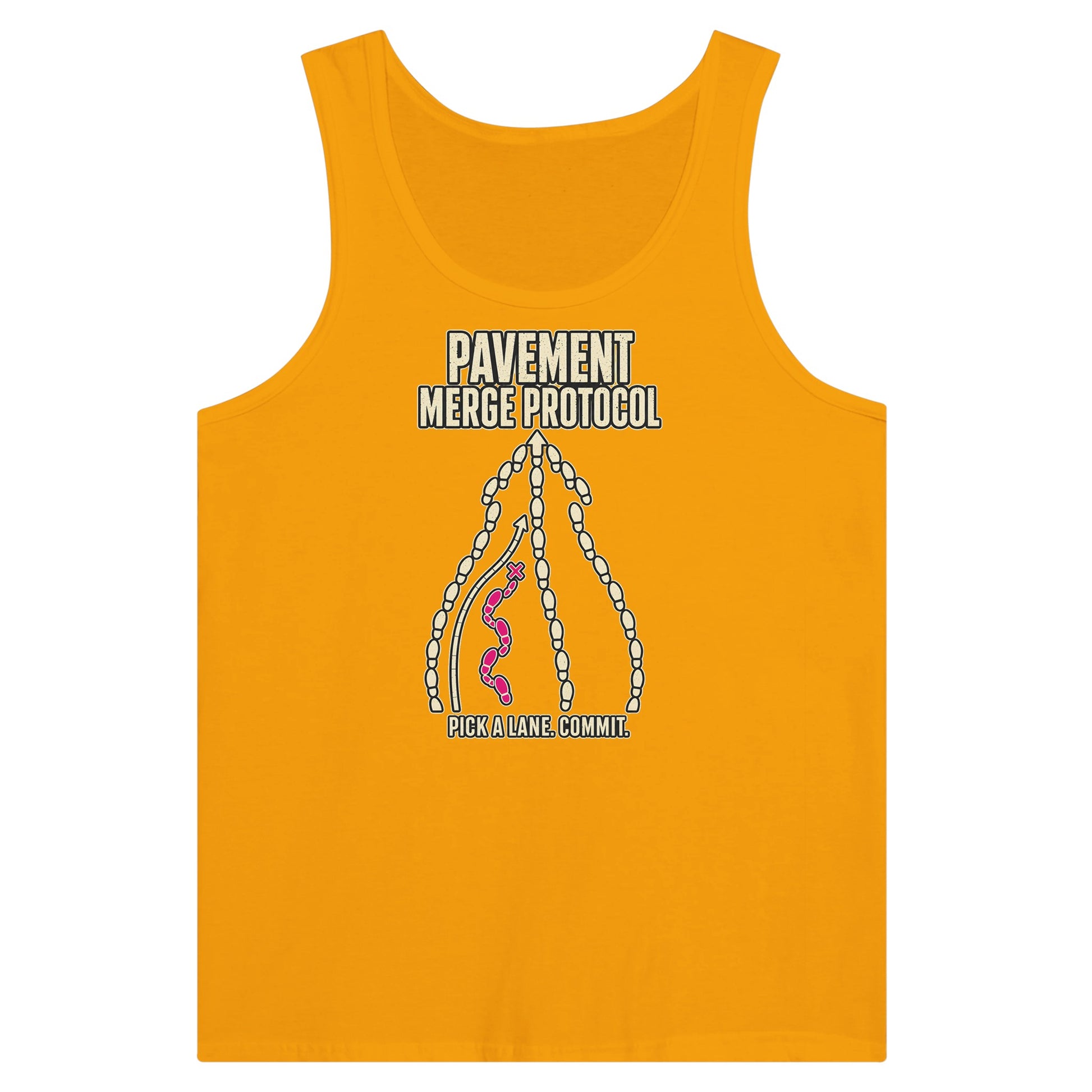 Pavement Merge Protocol — Pick a Lane Premium Unisex Tank Top — product view 11